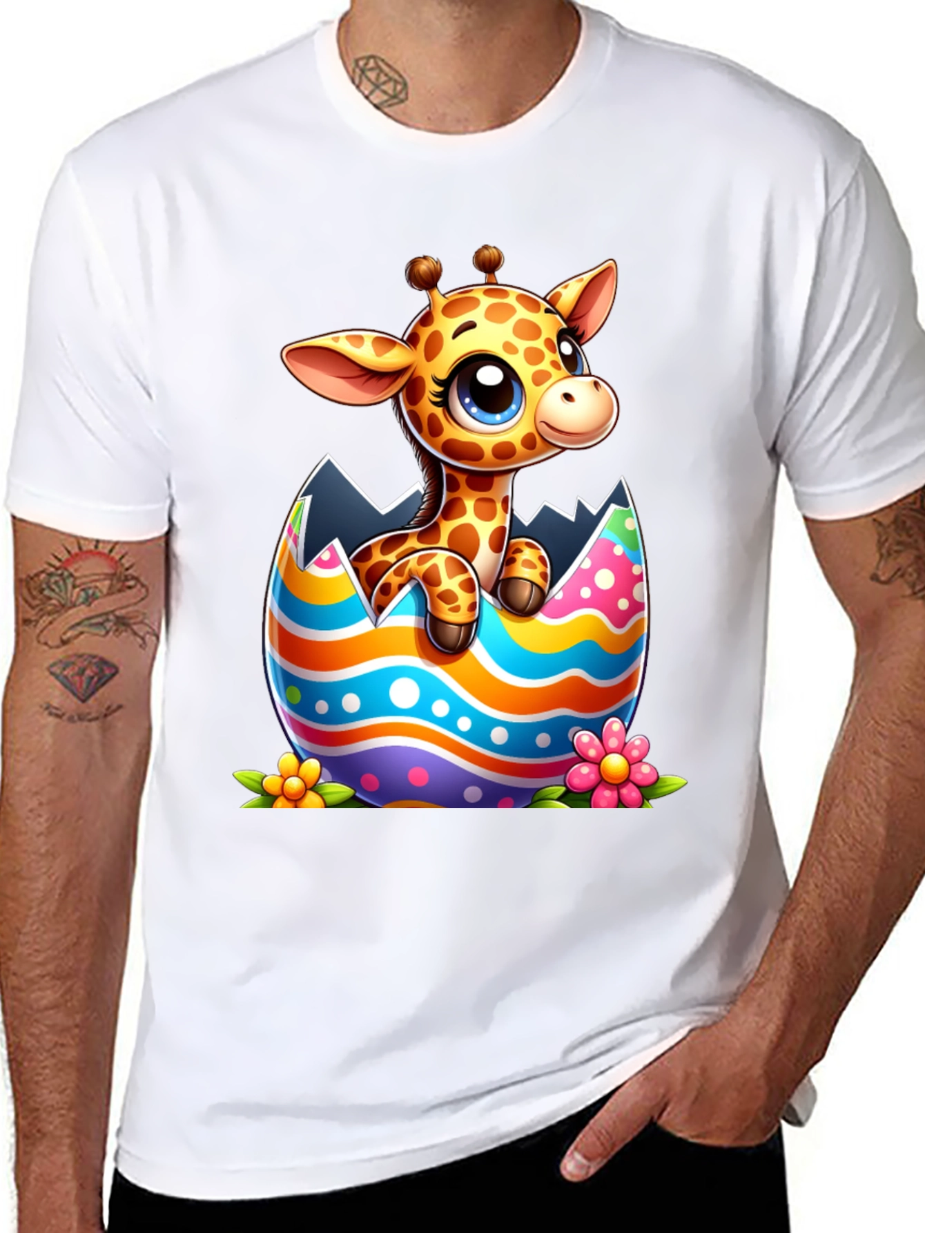Cute Giraffe Easter Egg Graphic Tee