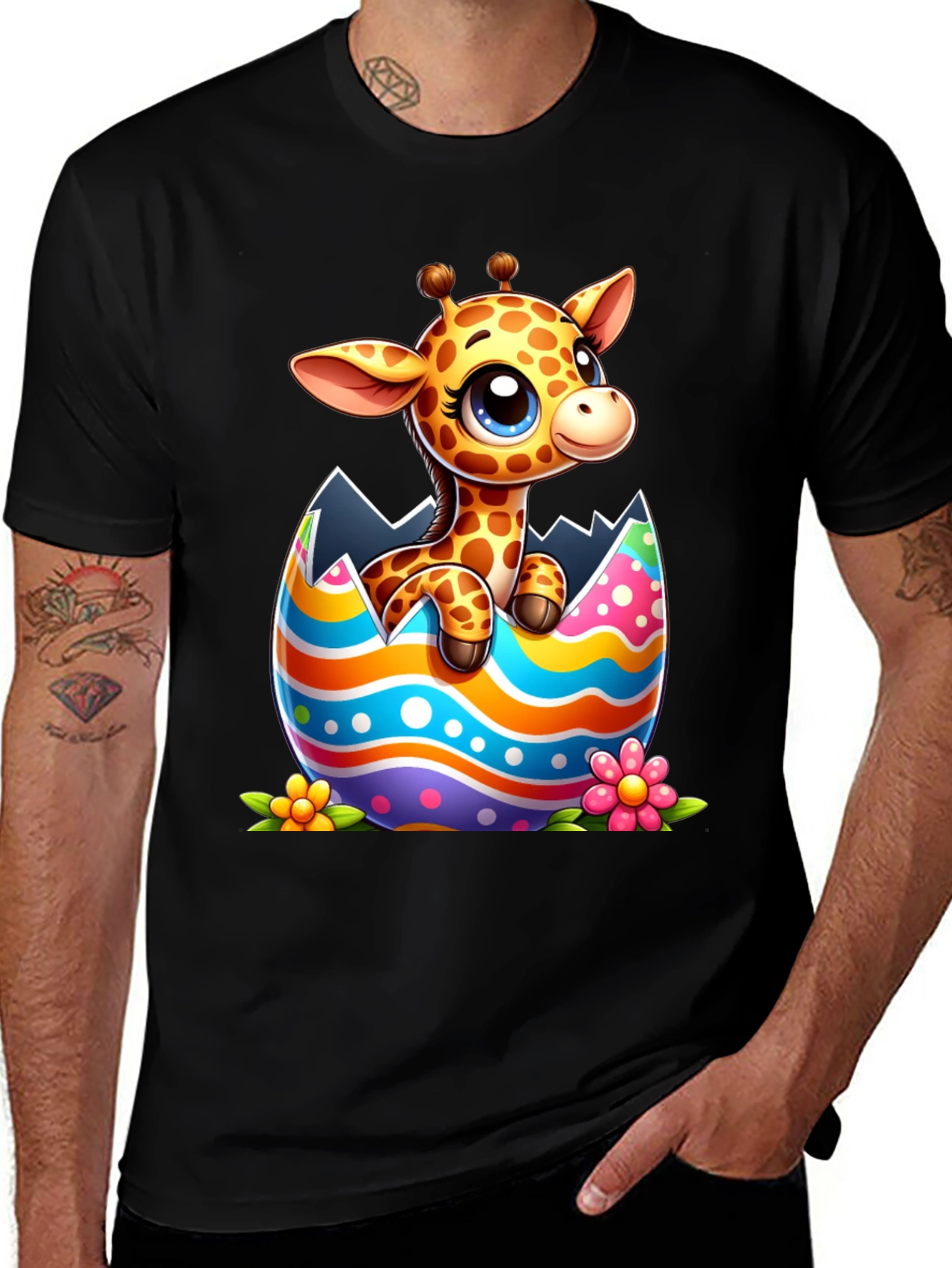 Cute Giraffe Easter Egg Graphic Tee