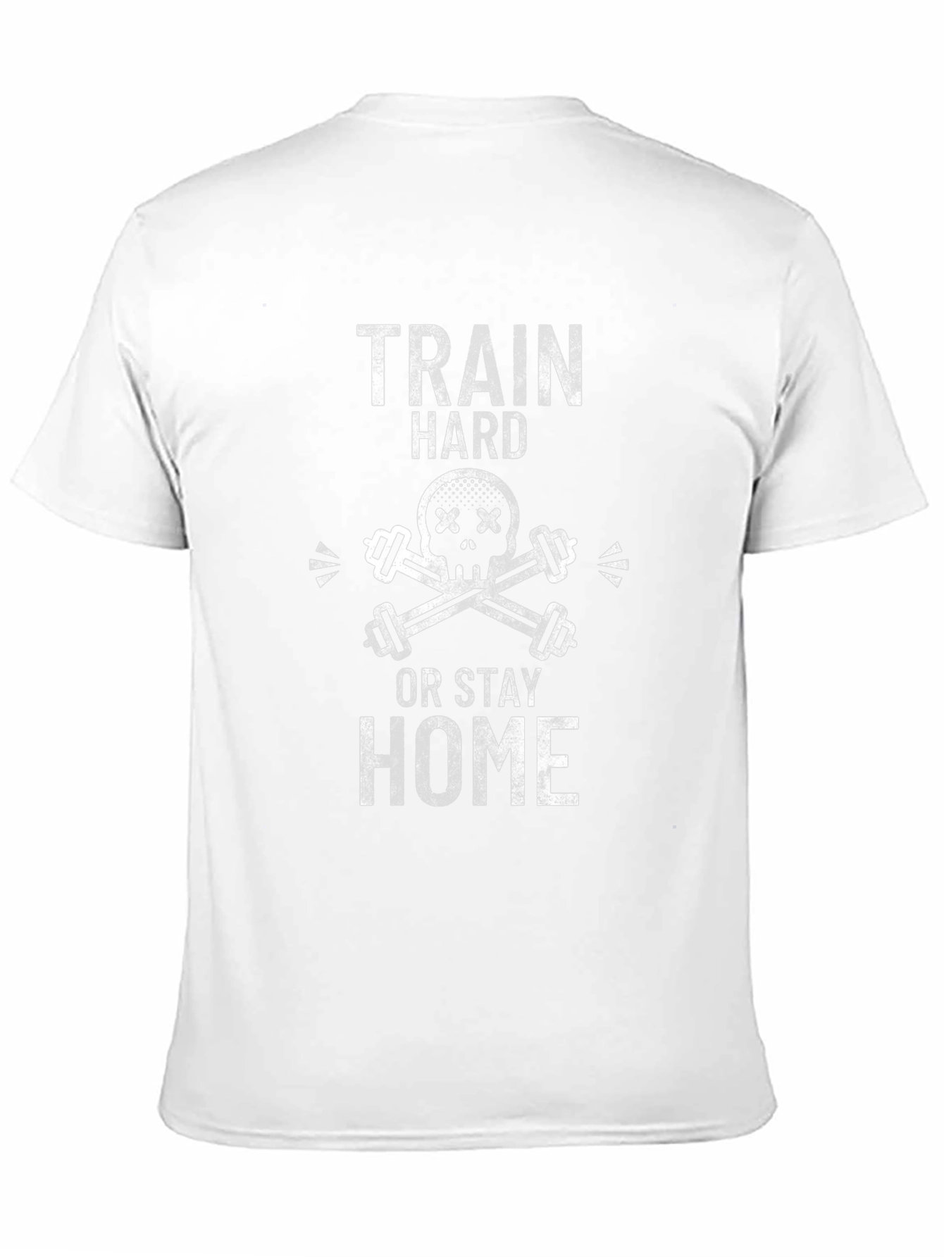 Train Hard Graphic Tee - Skull & Barbell Design