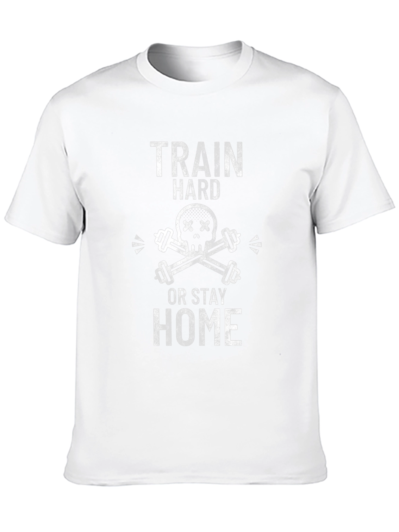 Train Hard Graphic Tee - Skull & Barbell Design