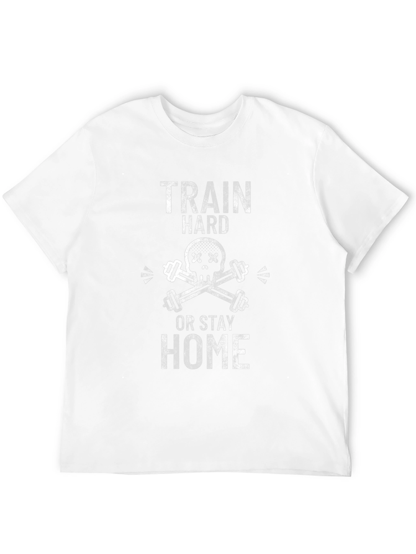 Train Hard Graphic Tee - Skull & Barbell Design