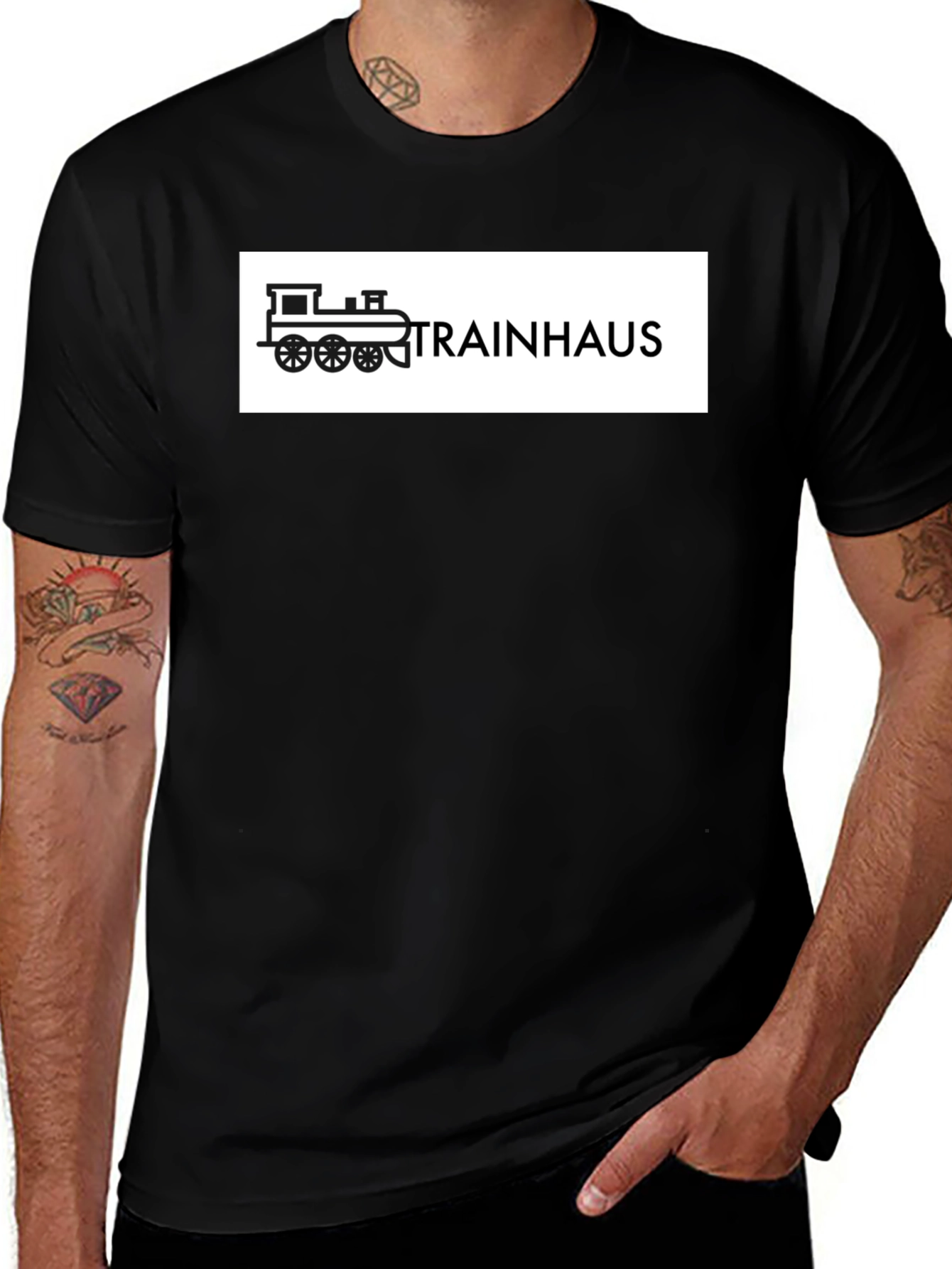 Trainhaus T-Shirt - Black Graphic Tee