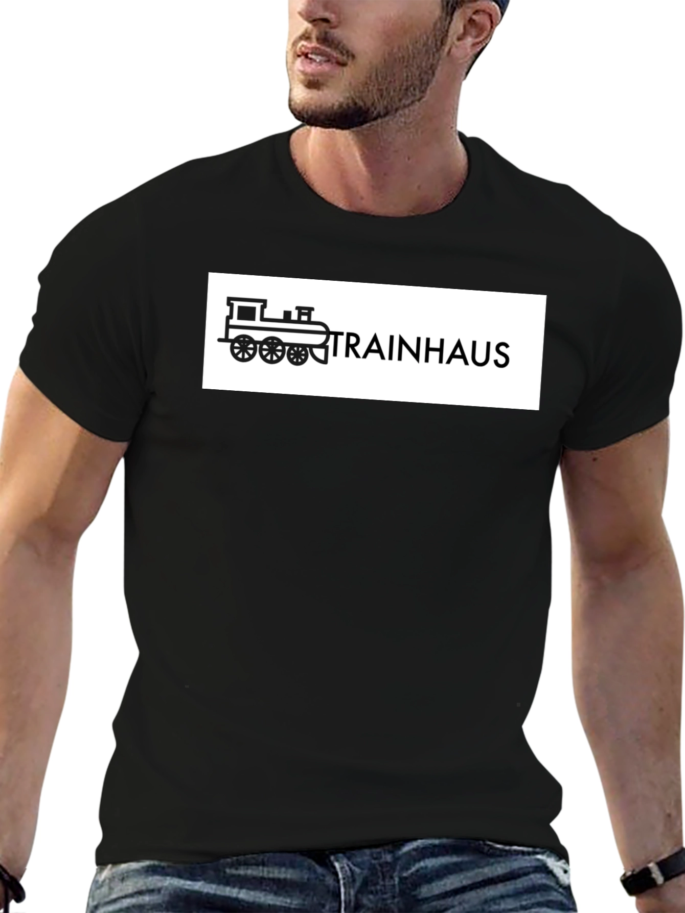 Trainhaus T-Shirt - Black Graphic Tee