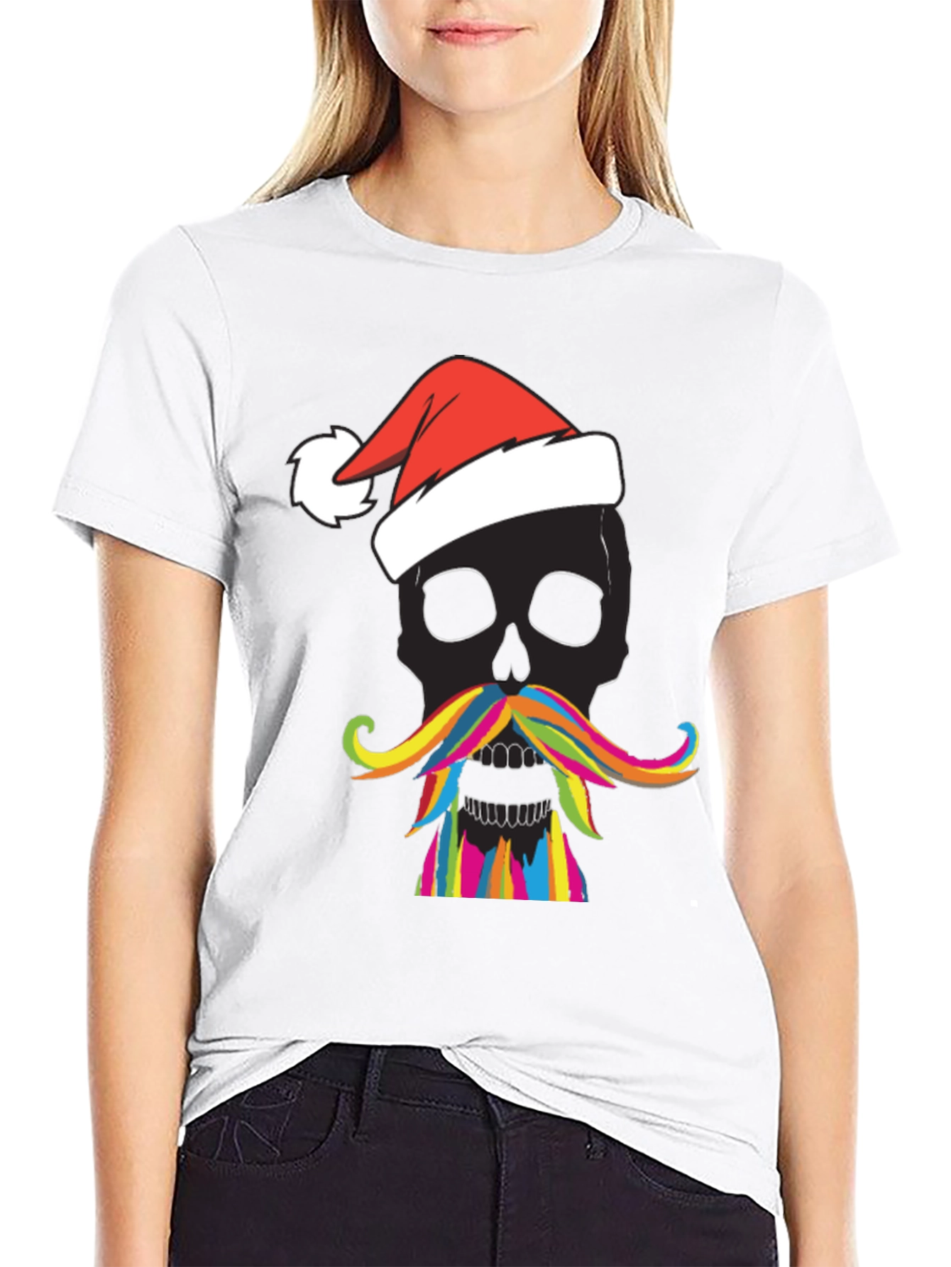 Skull with Santa Hat Mens Graphic Tee
