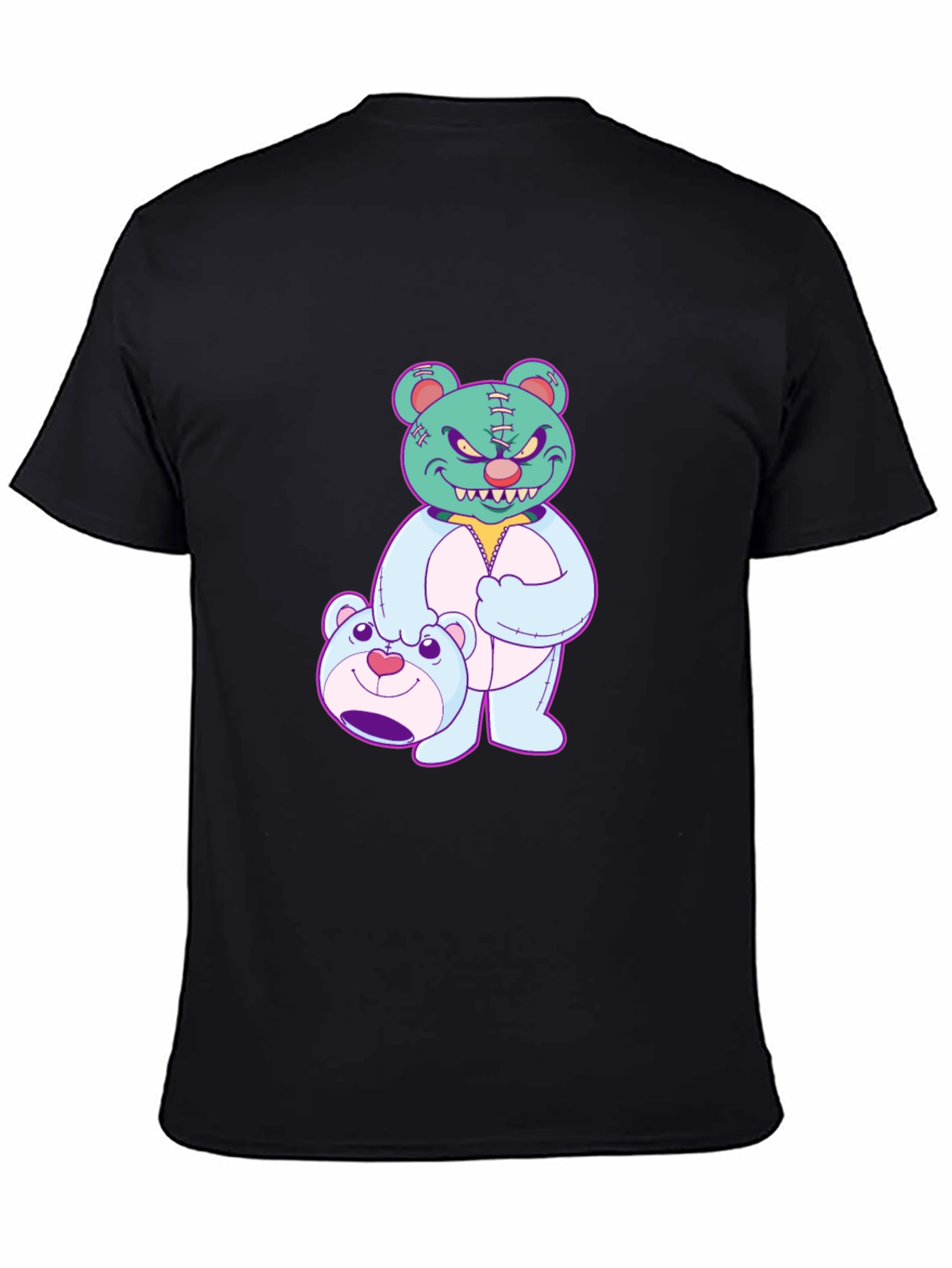 Edgy Teddy Bear Graphic Tee - Black