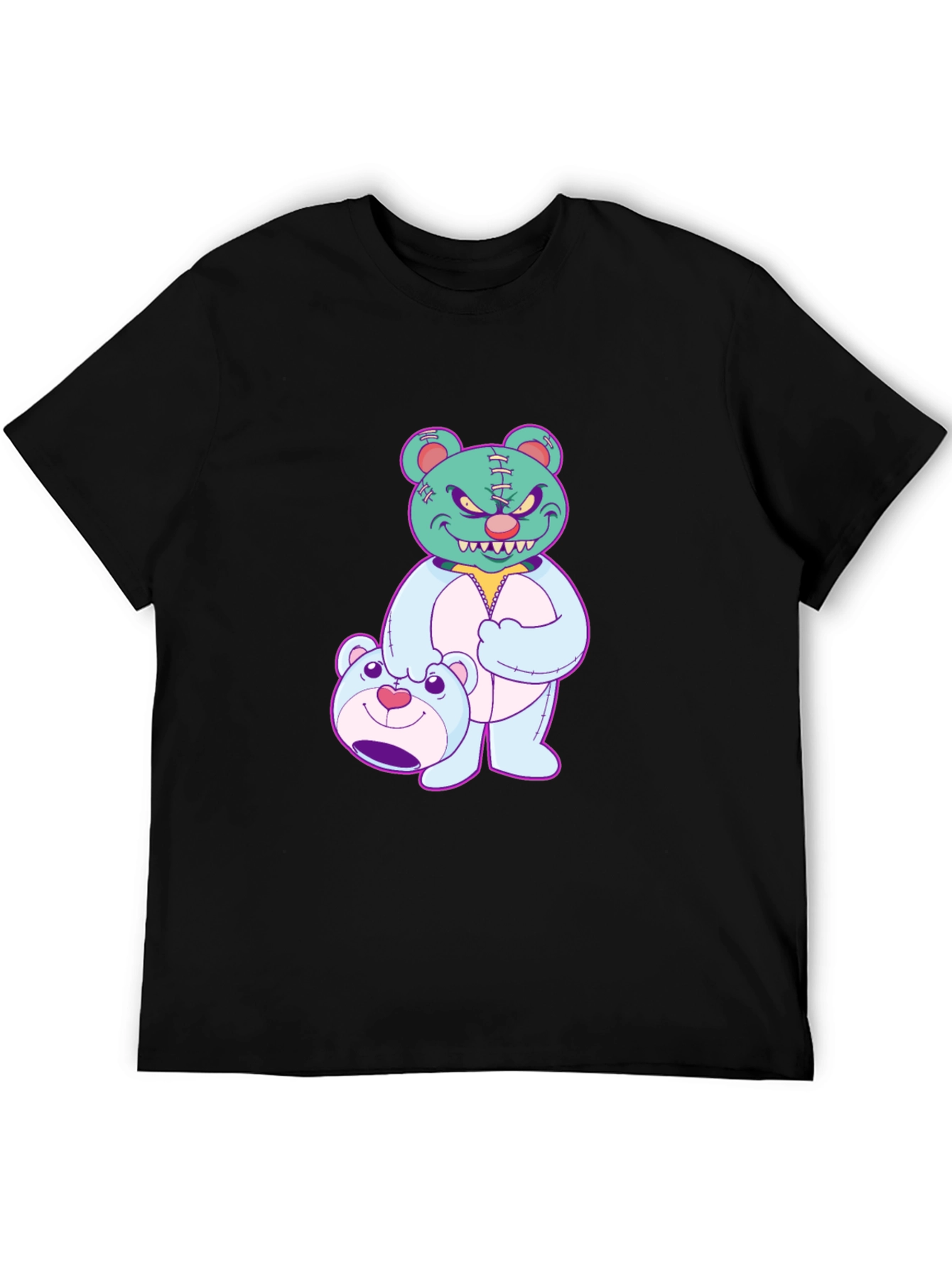 Edgy Teddy Bear Graphic Tee - Black