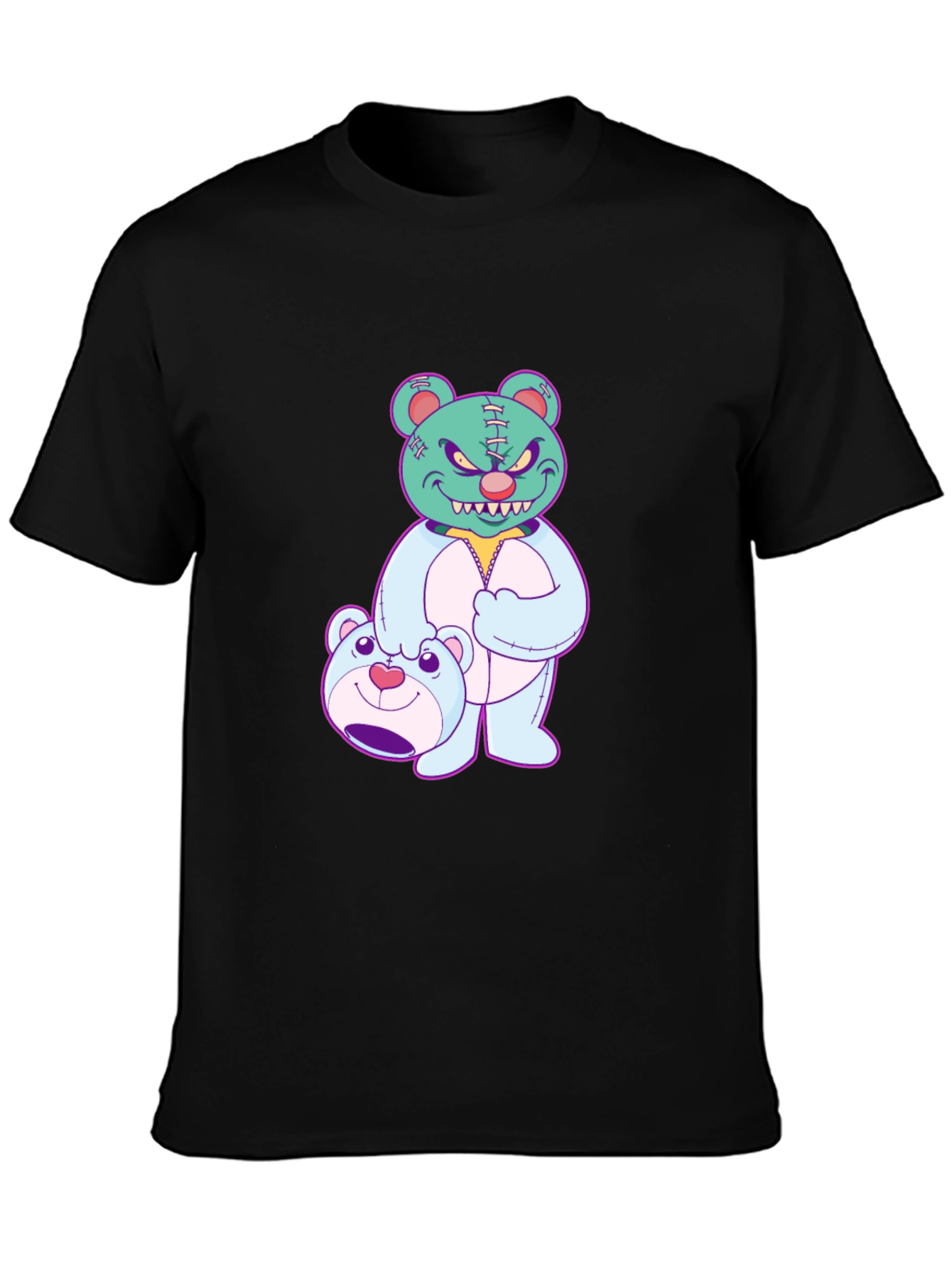 Edgy Teddy Bear Graphic Tee - Black