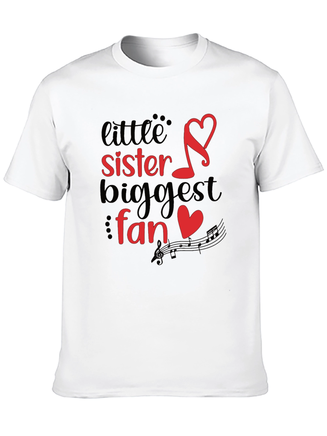 Little Sisters Biggest Fan Black Graphic Tee