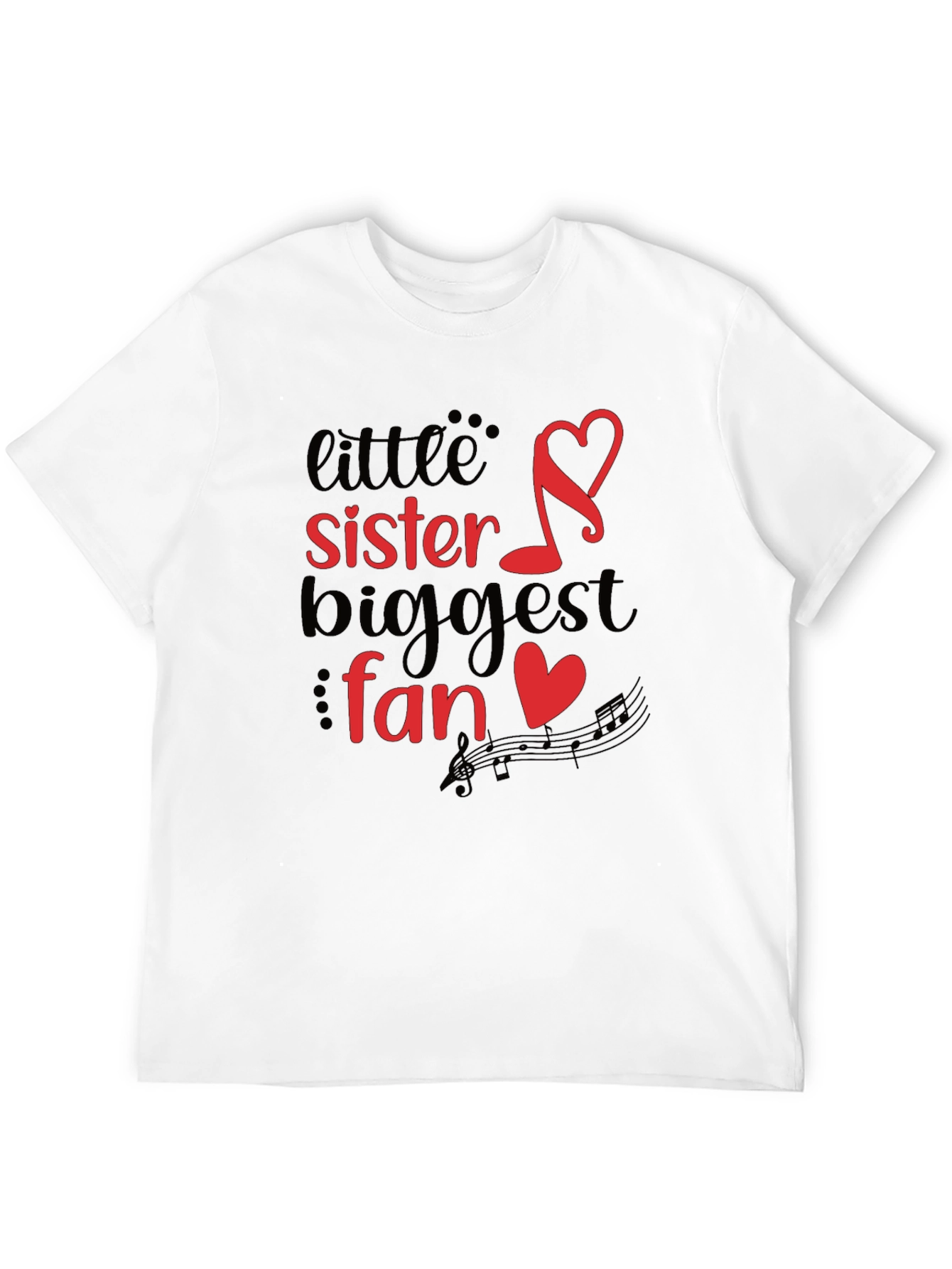 Little Sisters Biggest Fan Black Graphic Tee