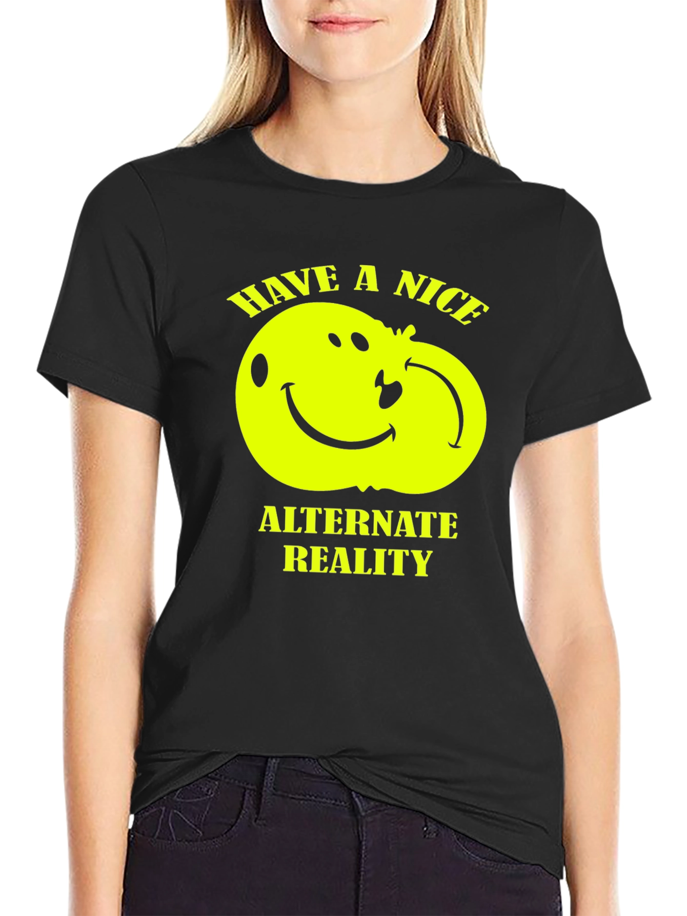 Have A Nice Alternate Reality Black Graphic Tee