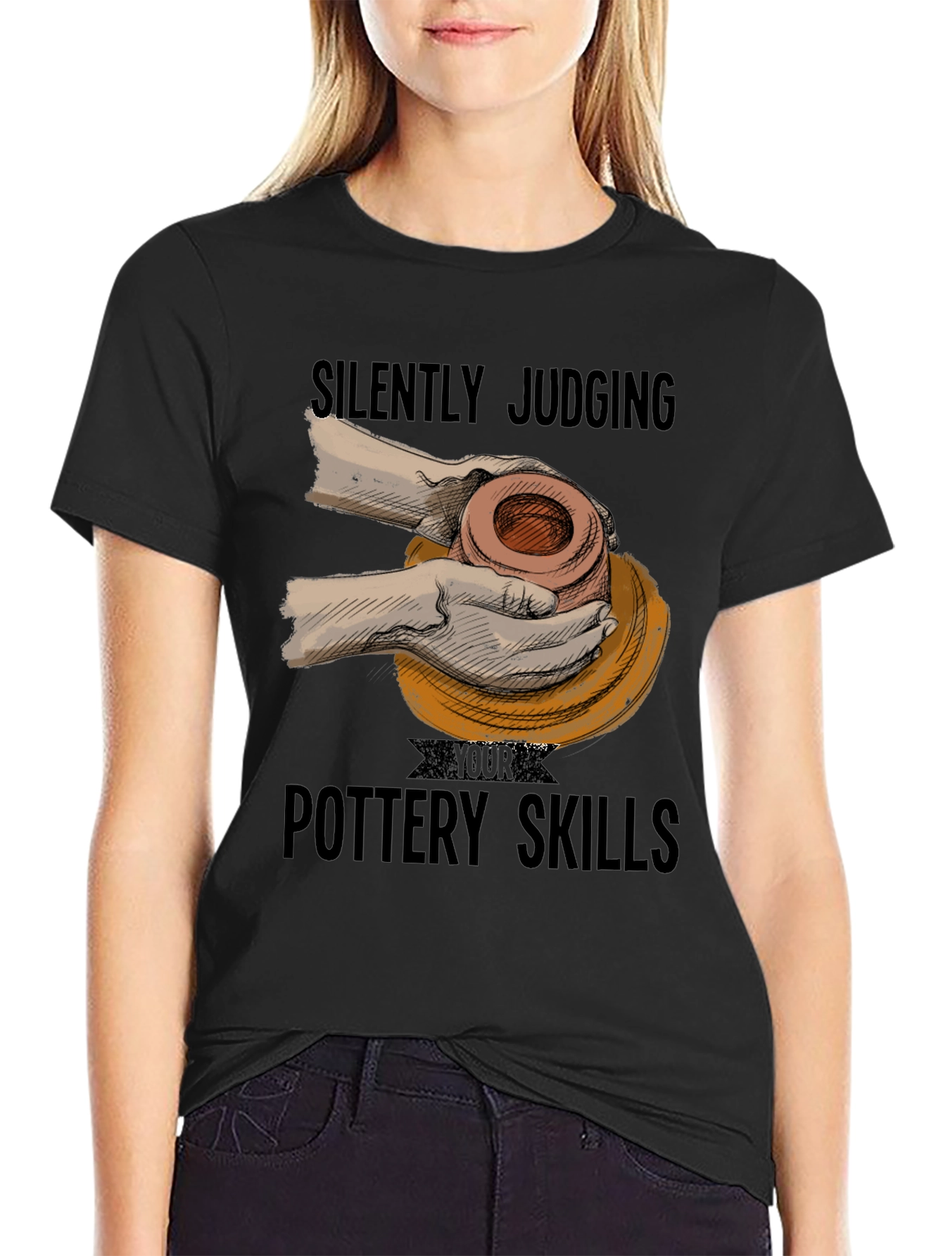 Silently Judging Pottery Skills Graphic T-Shirt