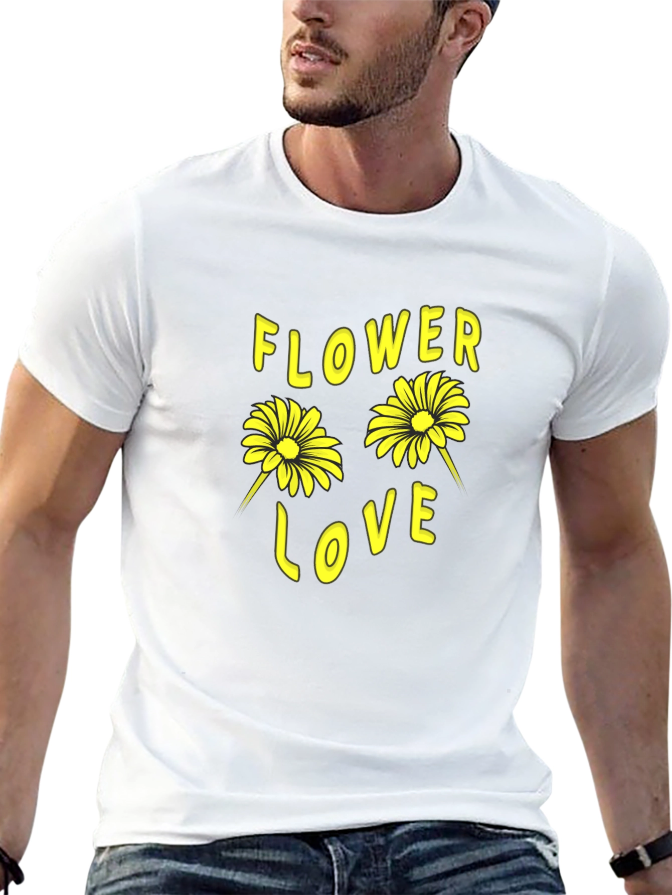 Flower Love Graphic Tee - Black Cotton Shirt