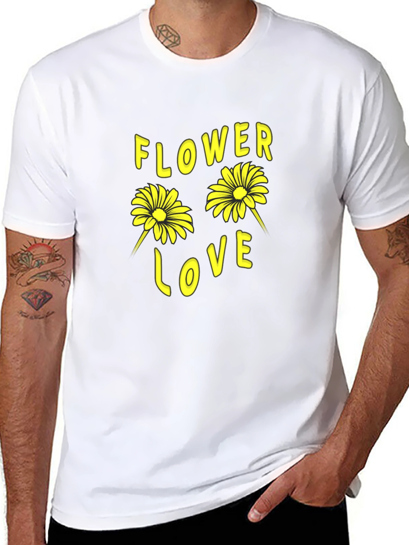 Flower Love Graphic Tee - Black Cotton Shirt