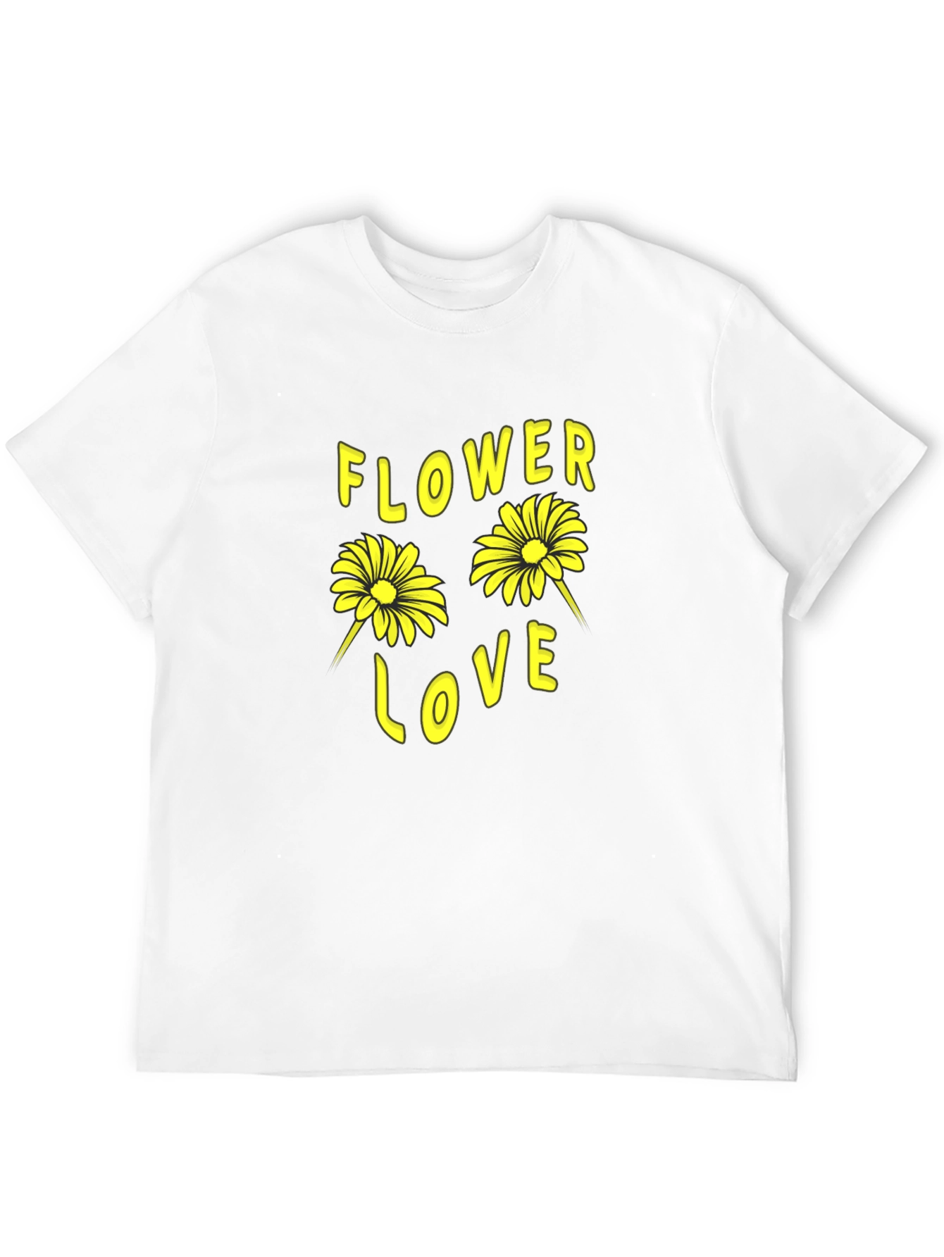 Flower Love Graphic Tee - Black Cotton Shirt