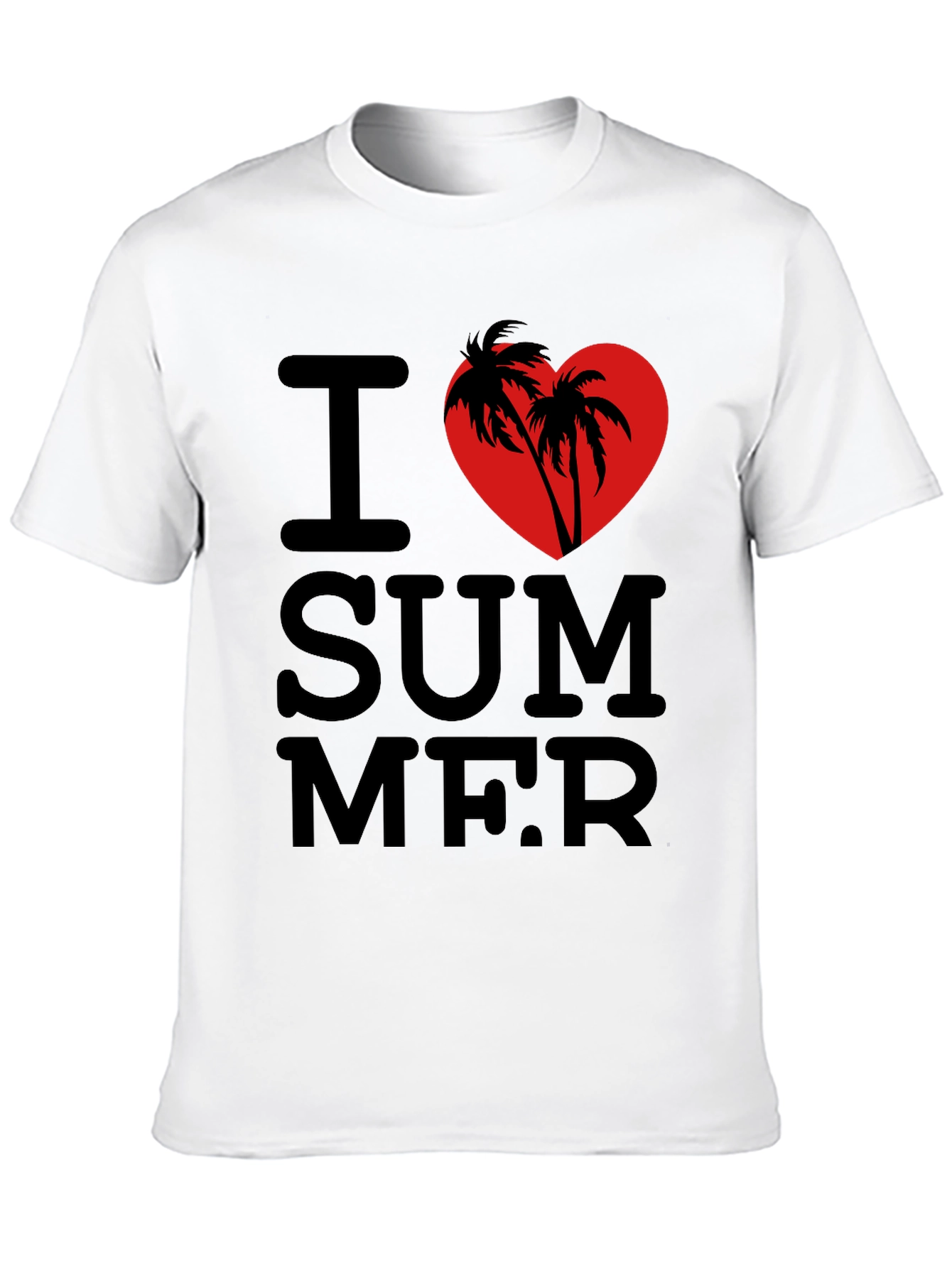 I Love Summer T-Shirt - Palm Tree Heart Design
