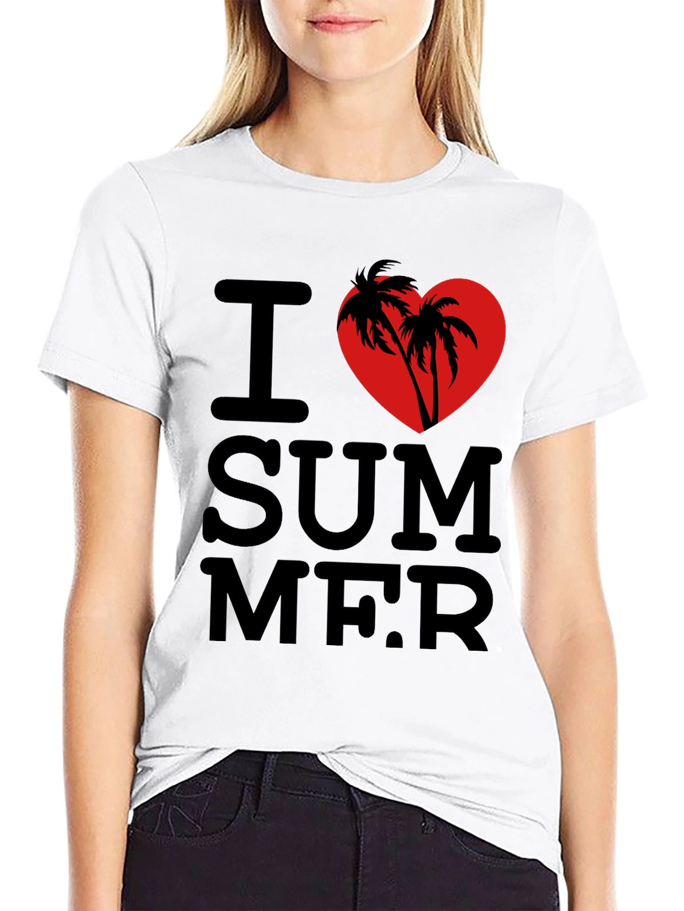I Love Summer T-Shirt - Palm Tree Heart Design