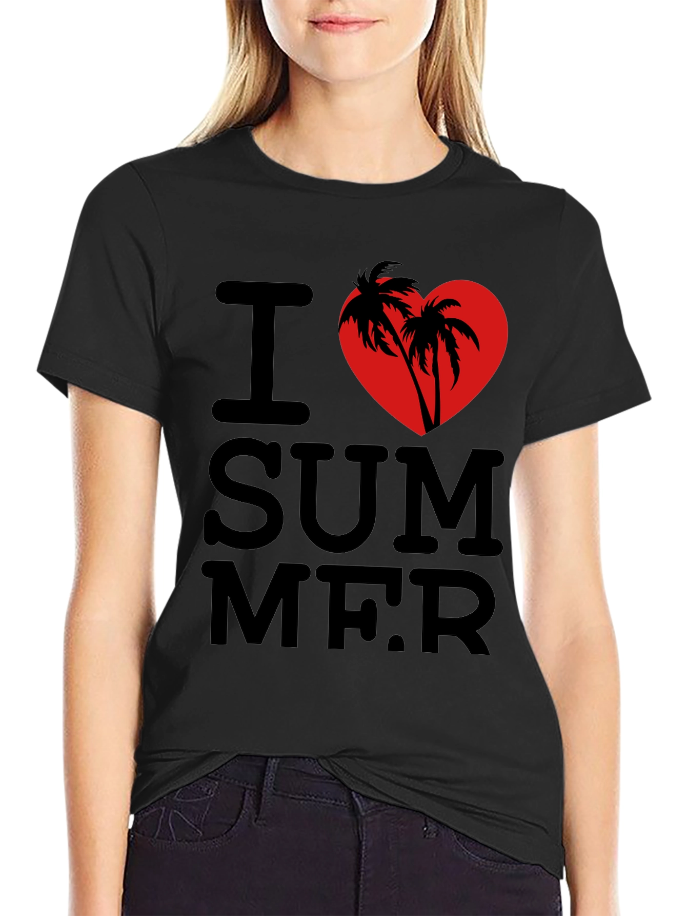 I Love Summer T-Shirt - Palm Tree Heart Design