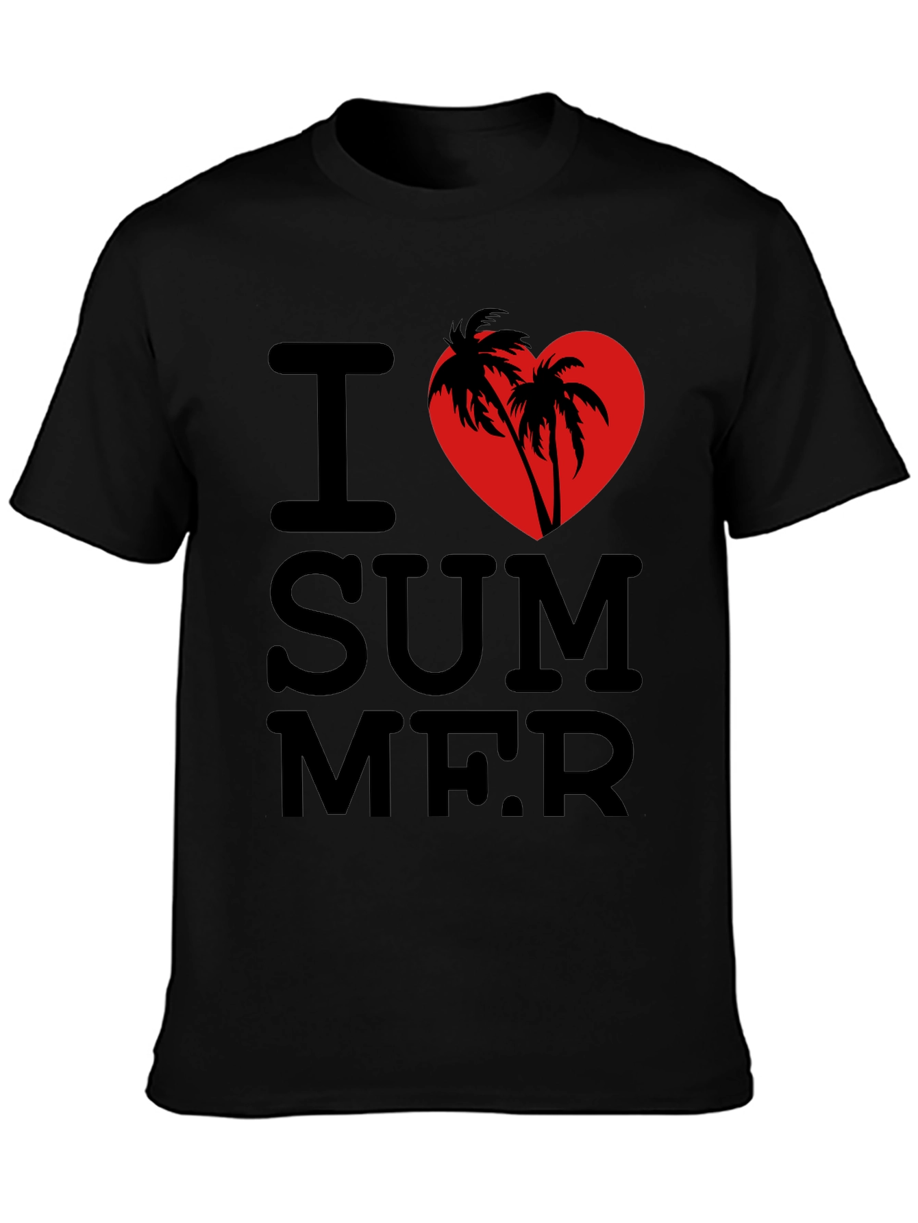 I Love Summer T-Shirt - Palm Tree Heart Design