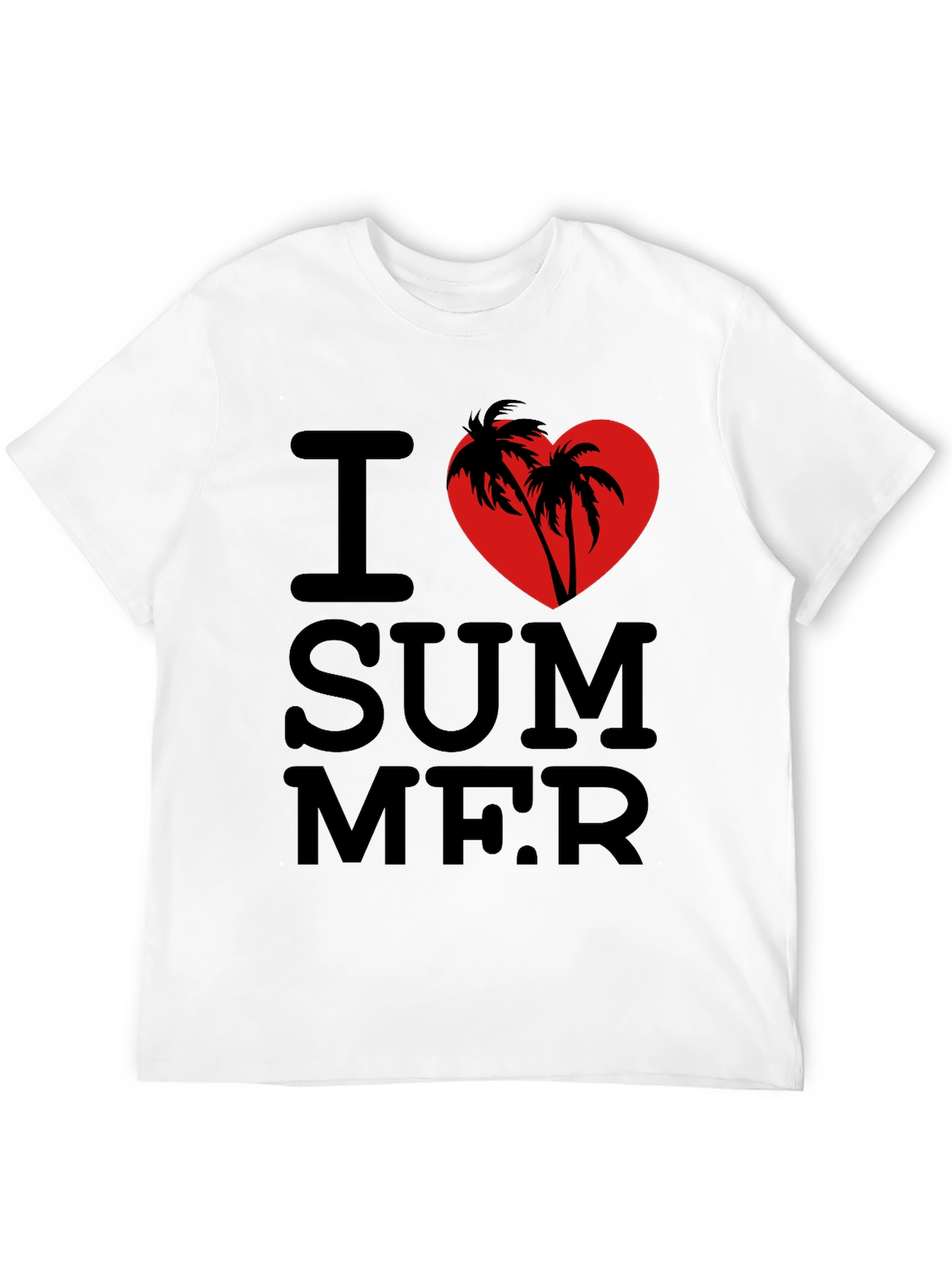 I Love Summer T-Shirt - Palm Tree Heart Design