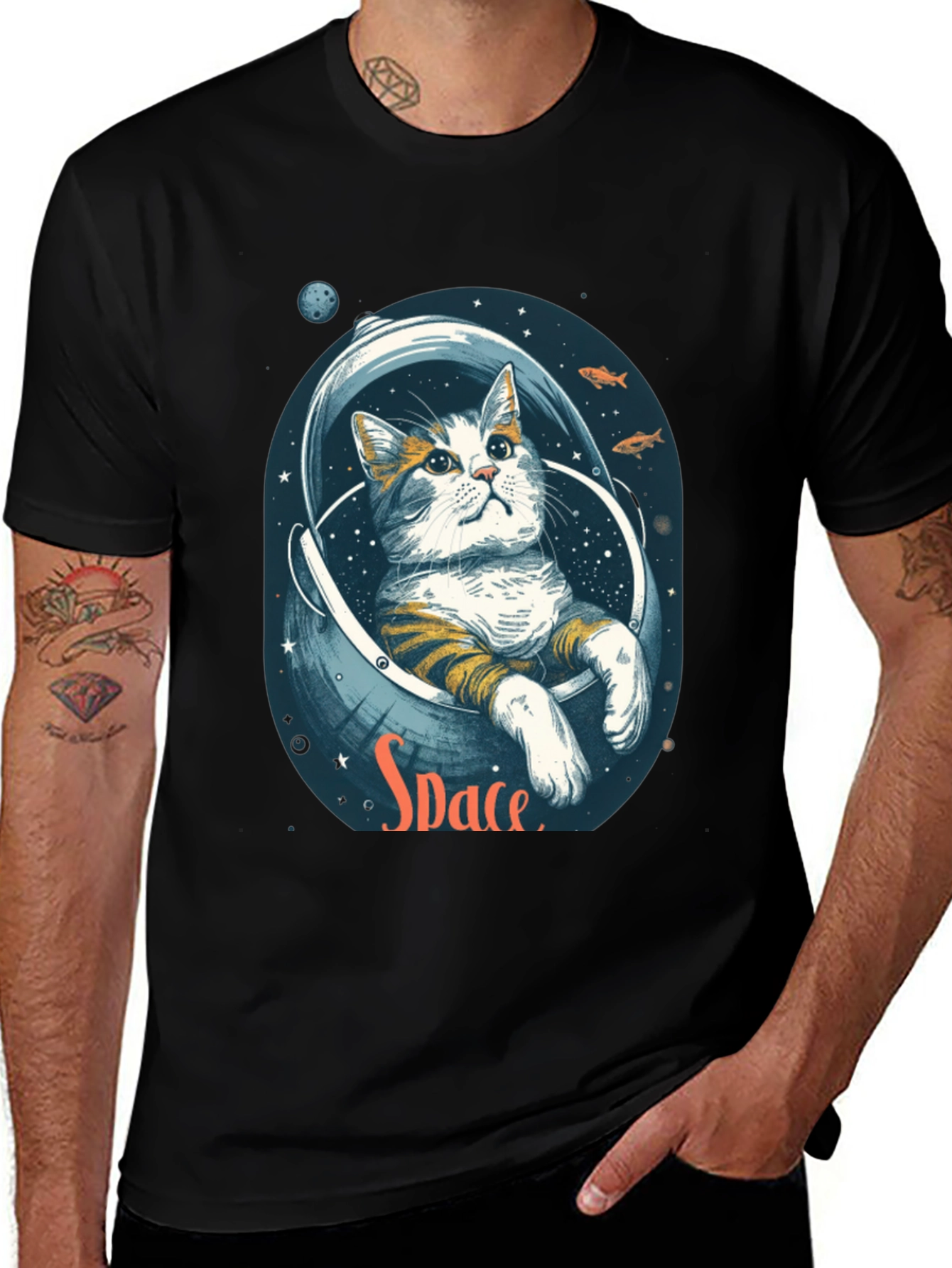 Astronaut Cat T-Shirt - Space Graphic Tee