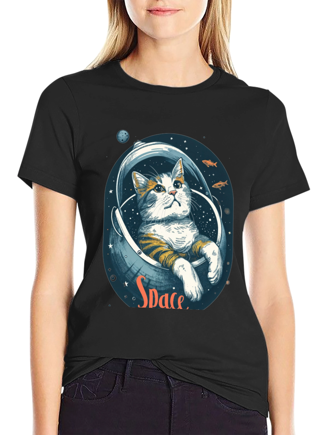 Astronaut Cat T-Shirt - Space Graphic Tee