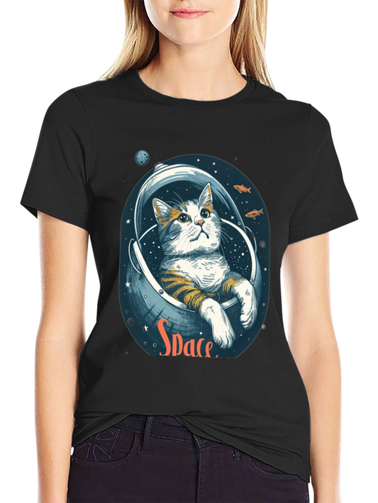 Astronaut Cat T-Shirt - Space Graphic Tee