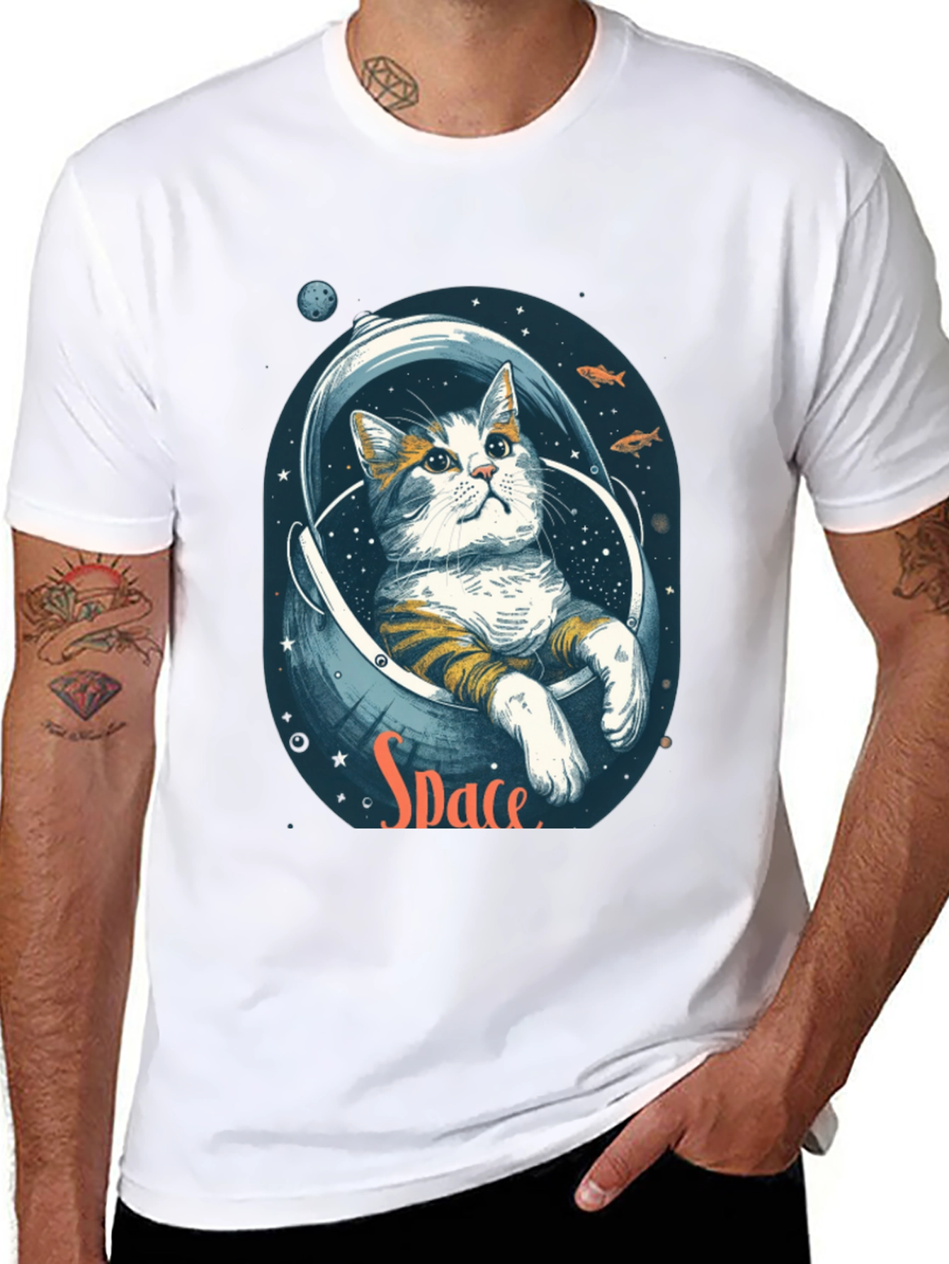 Astronaut Cat T-Shirt - Space Graphic Tee