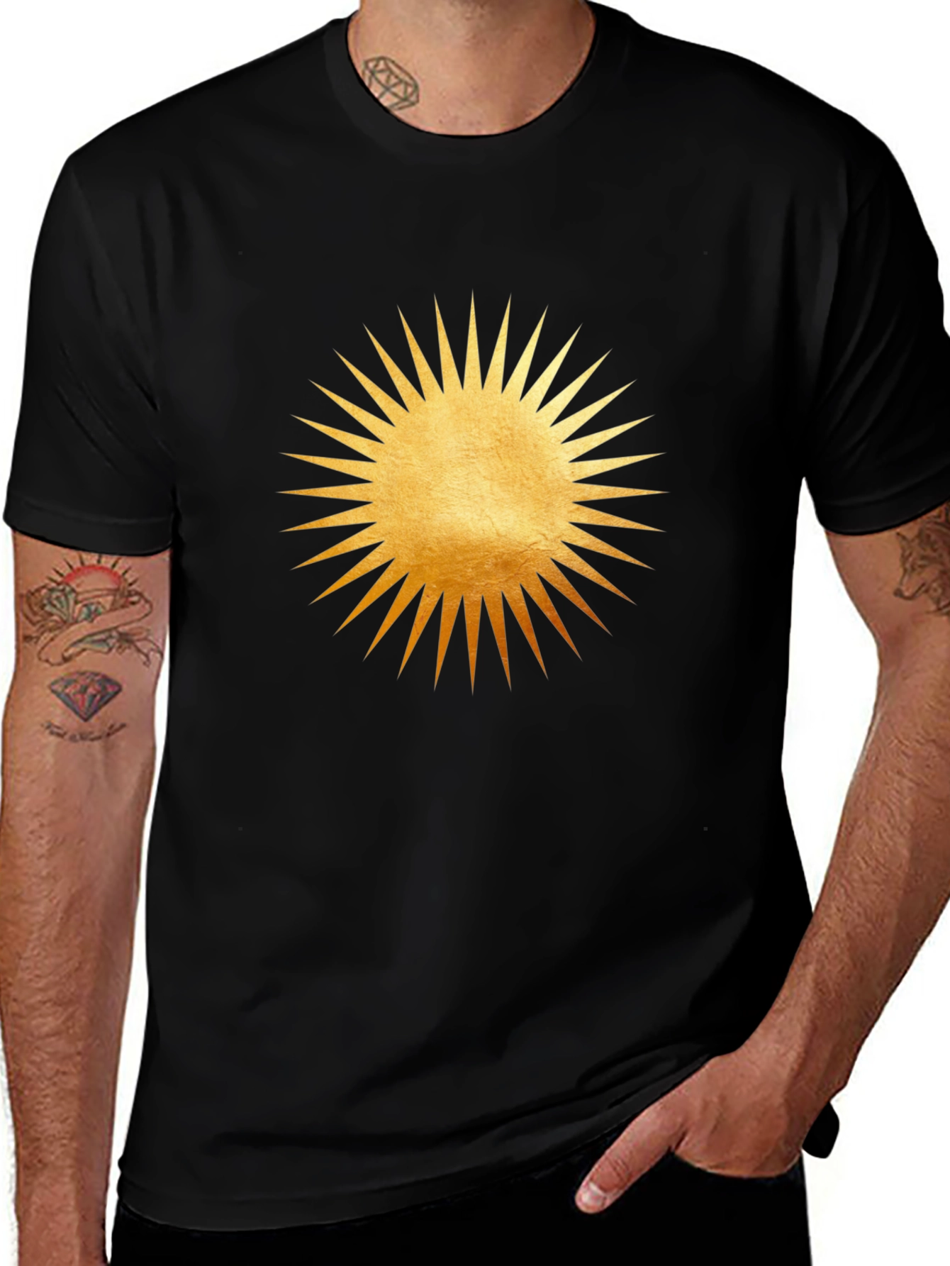 Radiant Sun Graphic Tee - Black Cotton Comfort