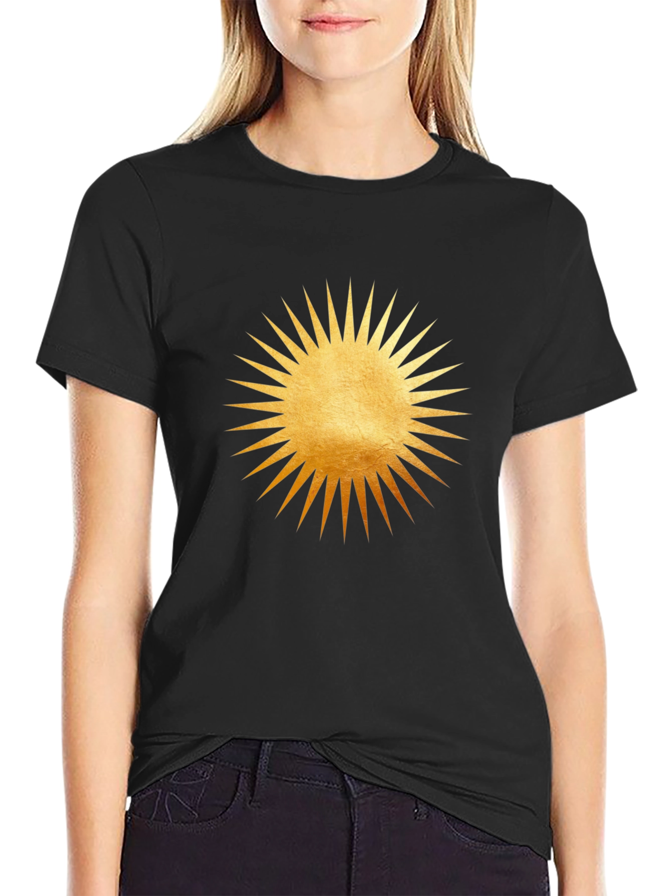 Radiant Sun Graphic Tee - Black Cotton Comfort