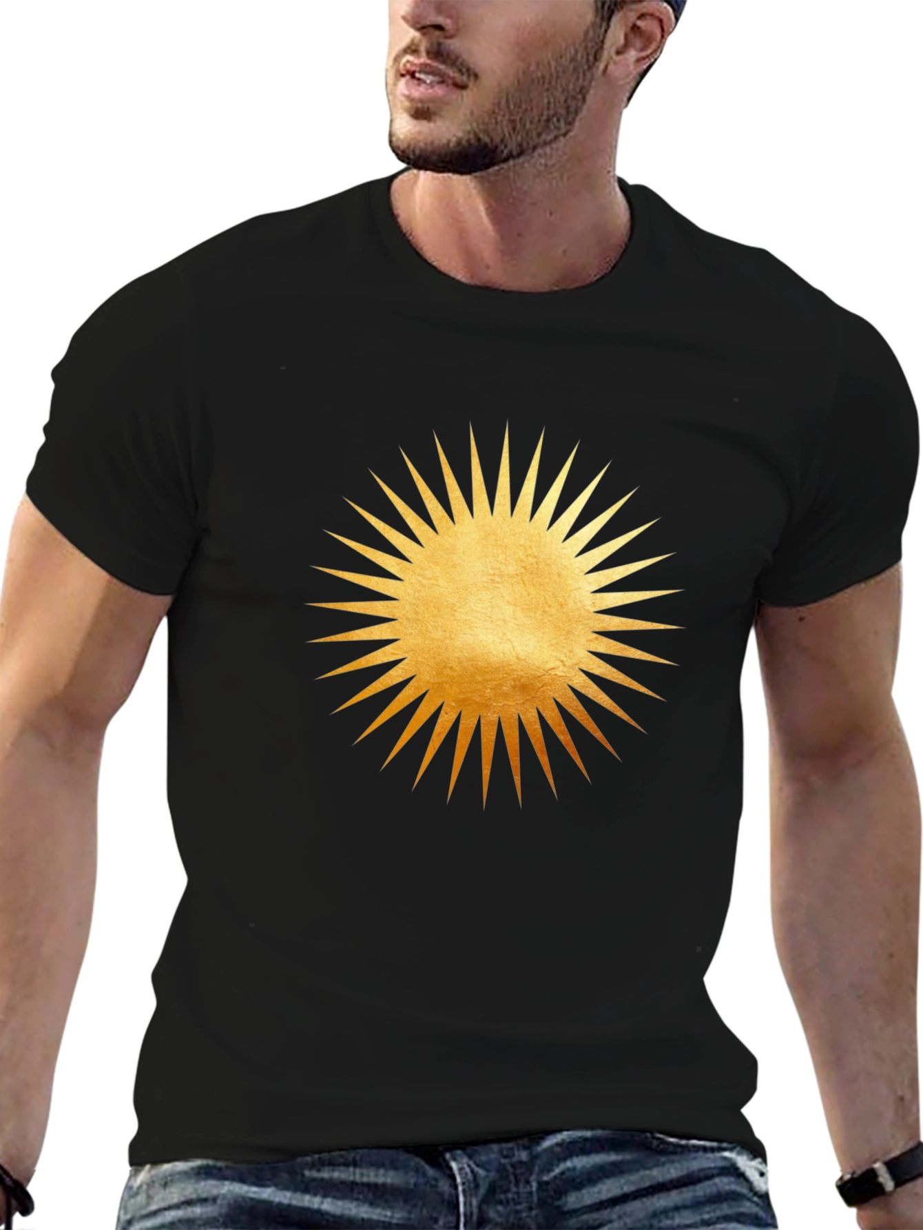 Radiant Sun Graphic Tee - Black Cotton Comfort