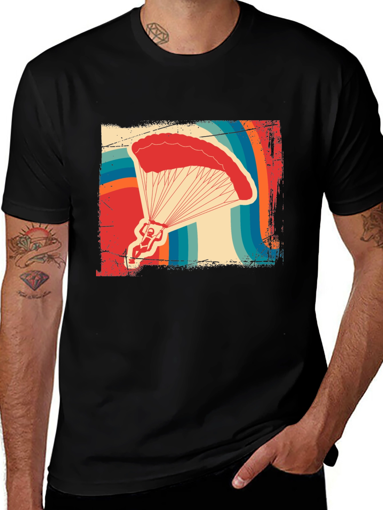 Retro Parachute T-Shirt: Skydiving Style