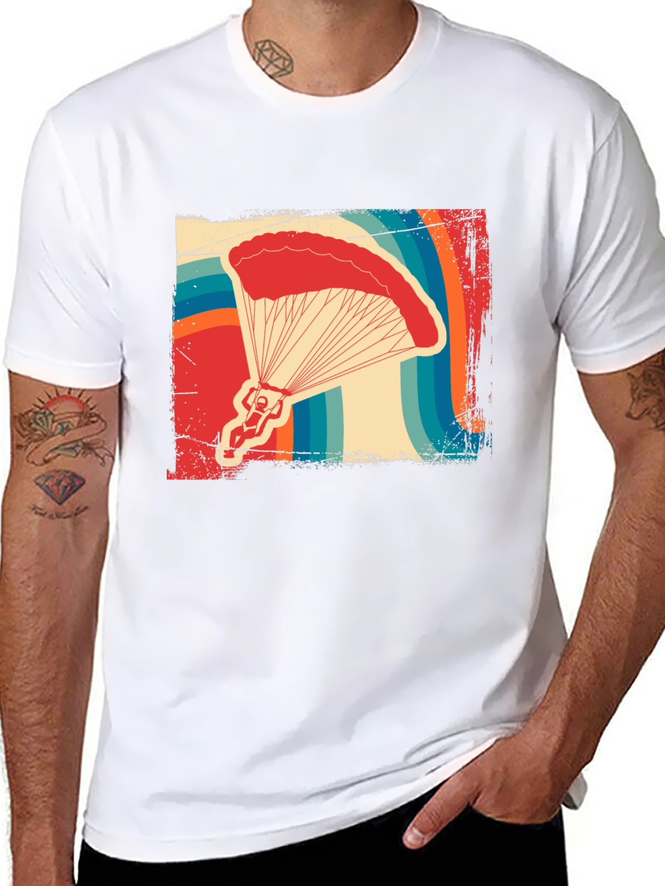 Retro Parachute T-Shirt: Skydiving Style
