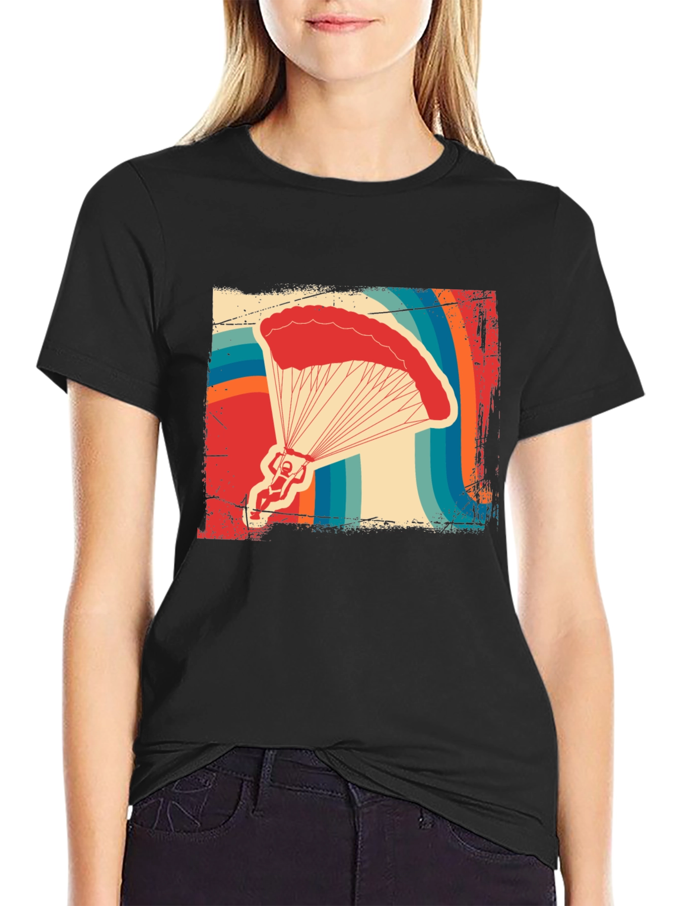 Retro Parachute T-Shirt: Skydiving Style