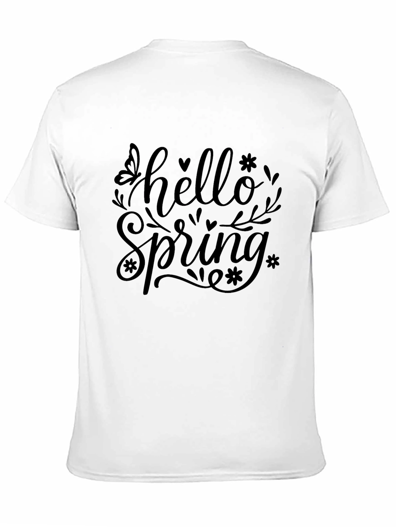 Hello Spring Black Graphic T-Shirt