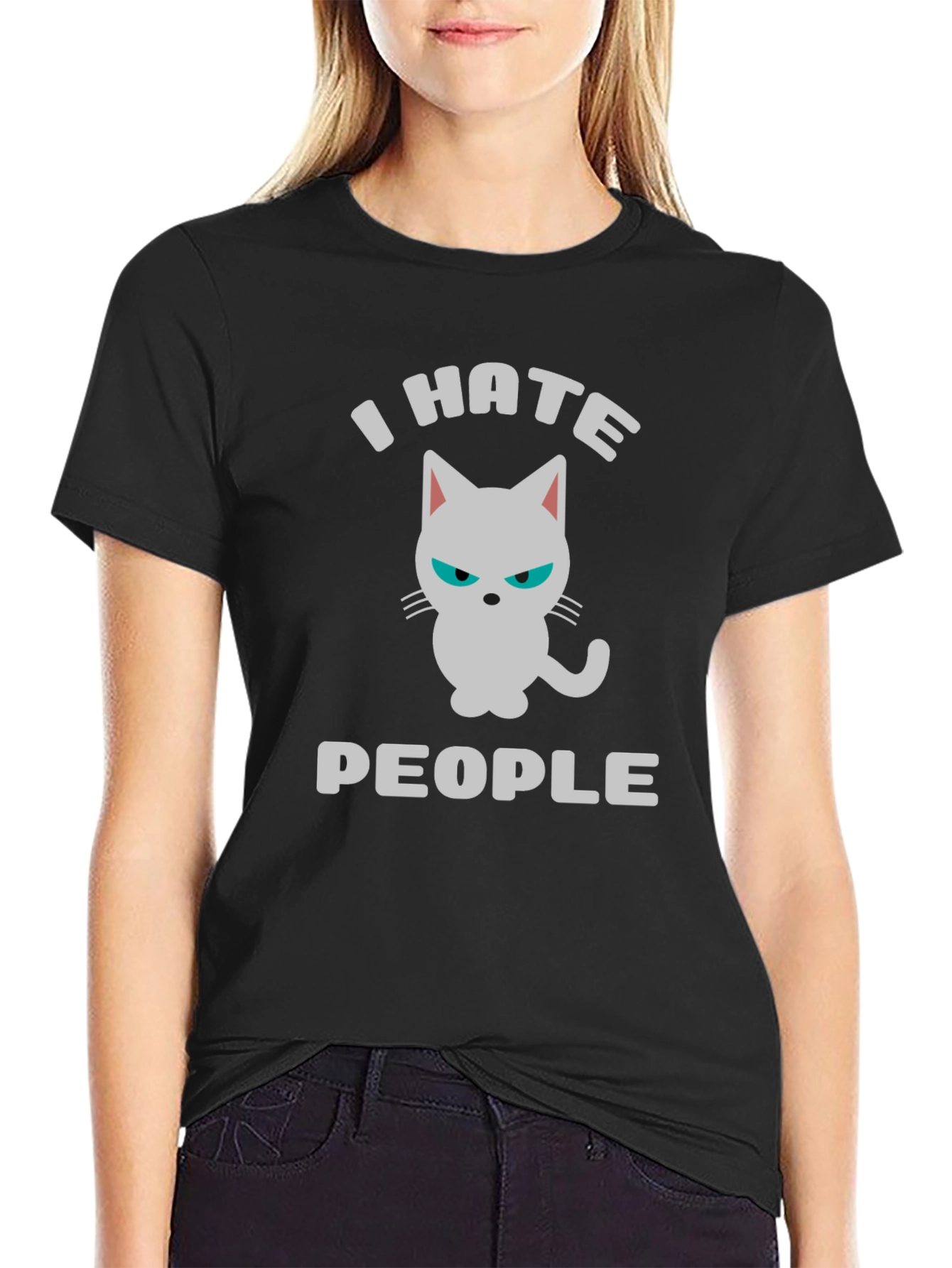 I Hate People Cat Graphic T-Shirt