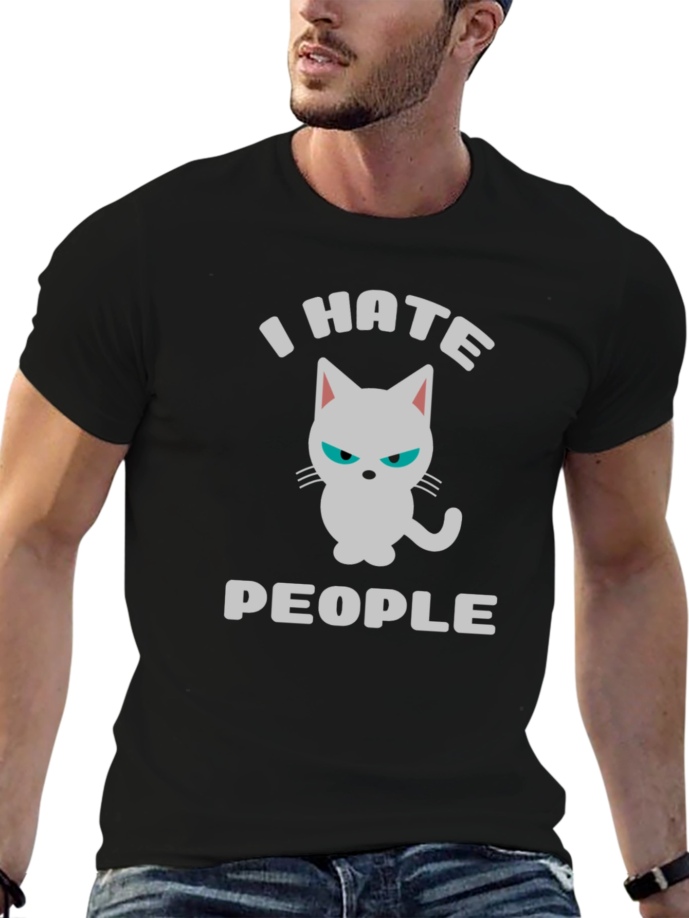 I Hate People Cat Graphic T-Shirt