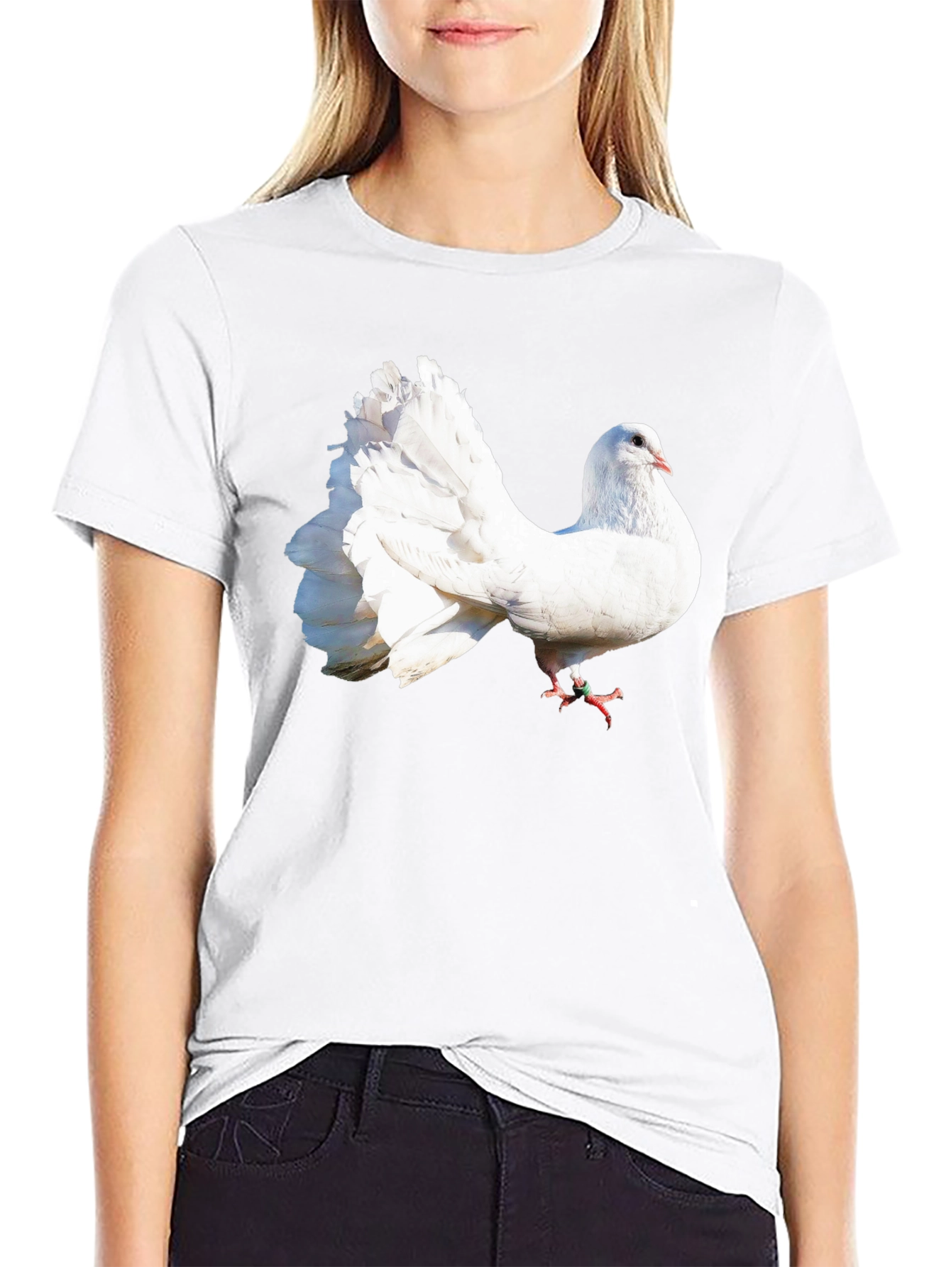 White Dove Graphic Tee - Classic Black Cotton Shirt