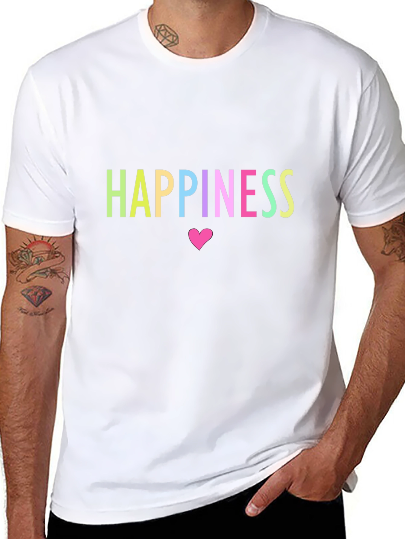 Happiness T-Shirt - Black - Heart Design