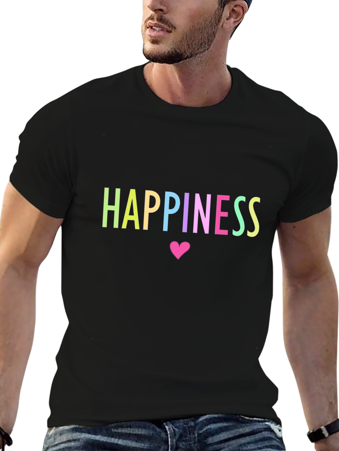 Happiness T-Shirt - Black - Heart Design