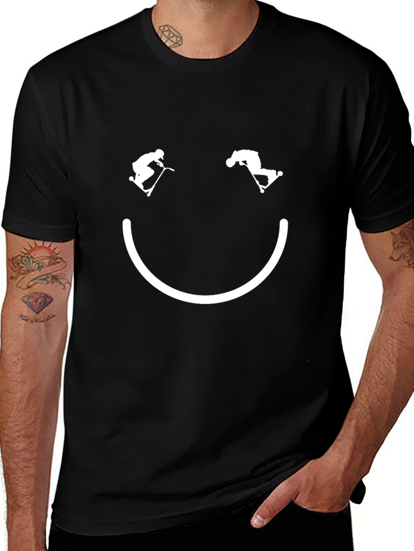 Smiley Face Scooter T-Shirt - Black