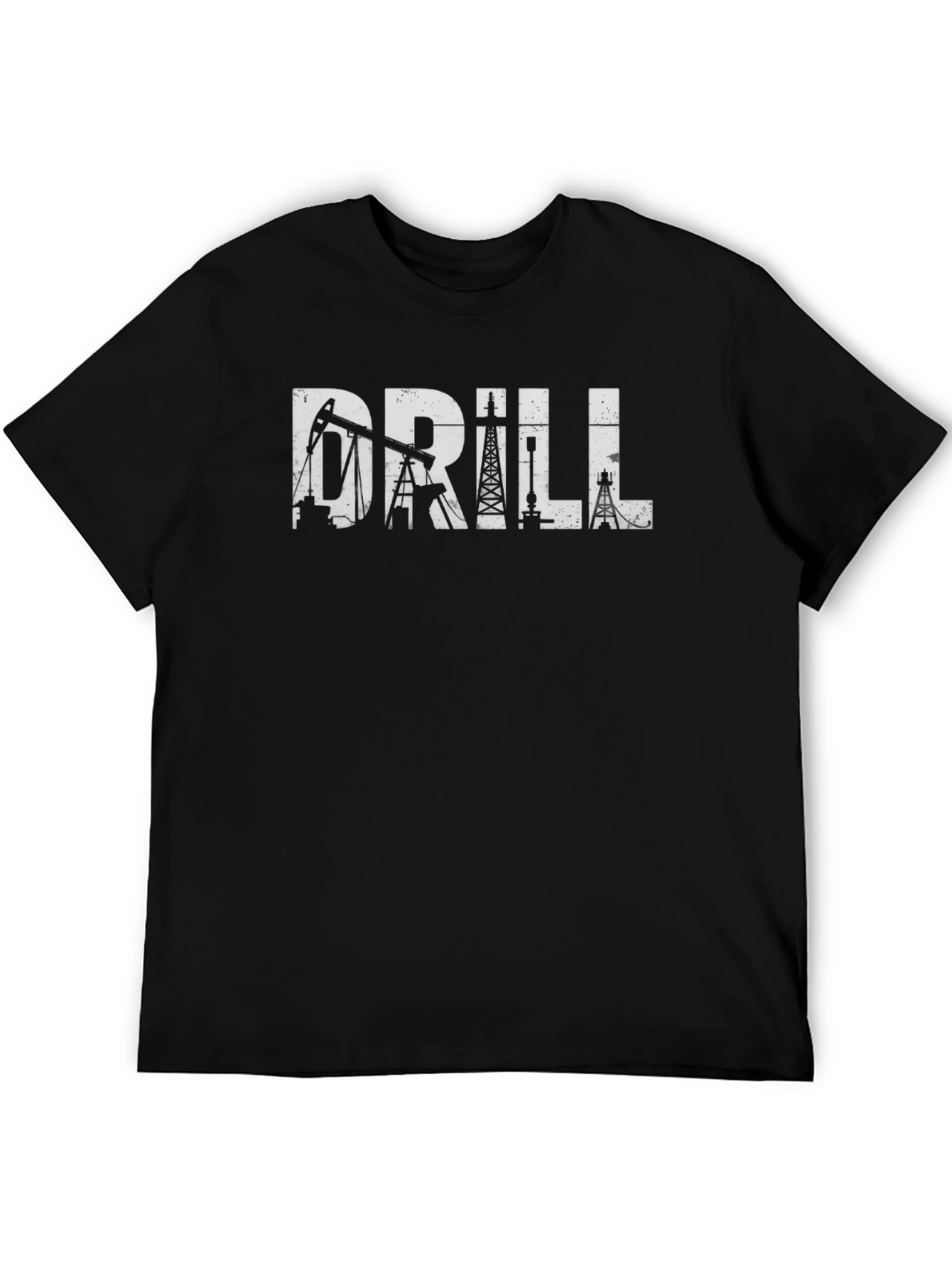 Drill Rig Black T-Shirt - Oilfield Worker Apparel