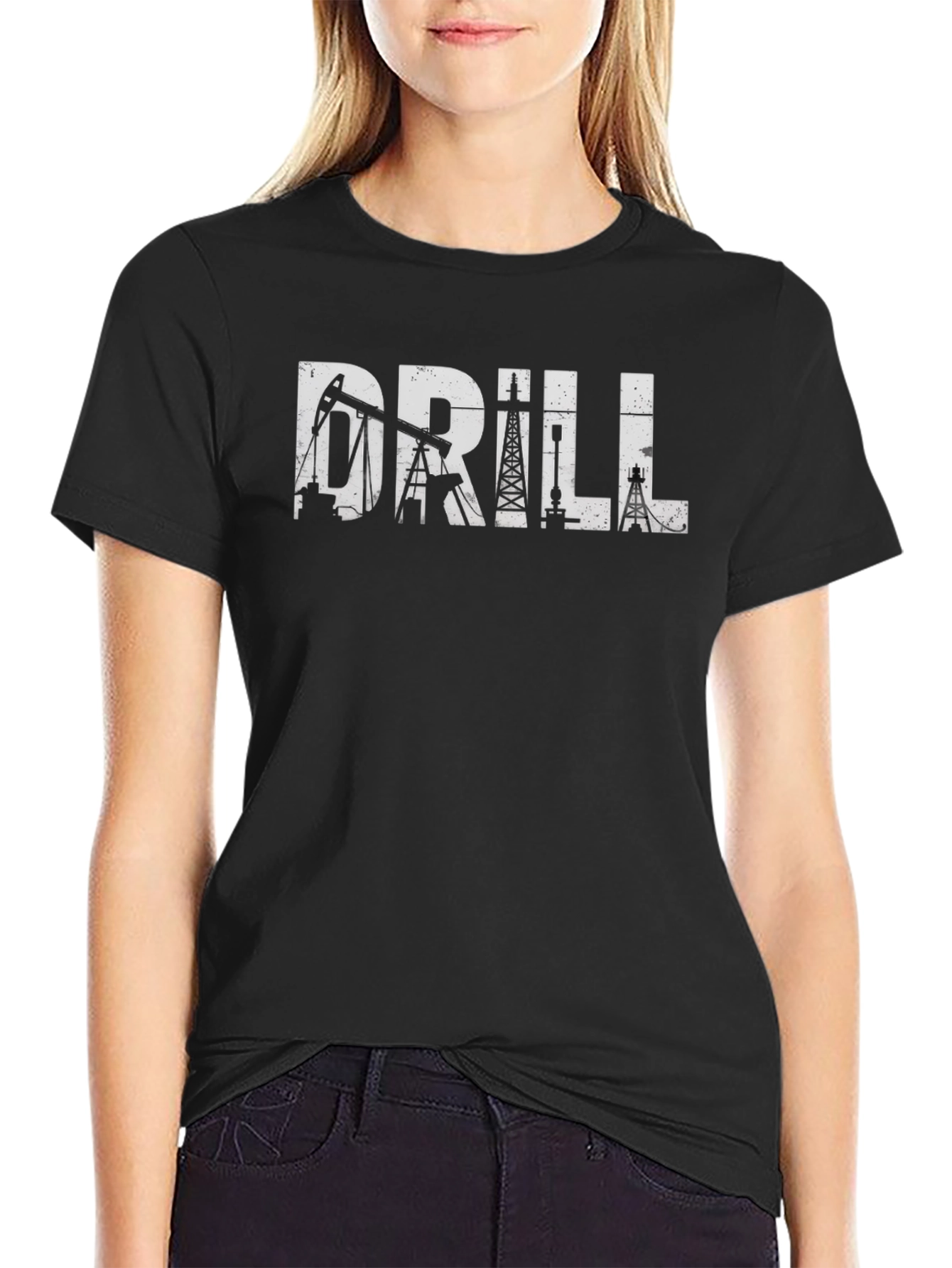 Drill Rig Black T-Shirt - Oilfield Worker Apparel