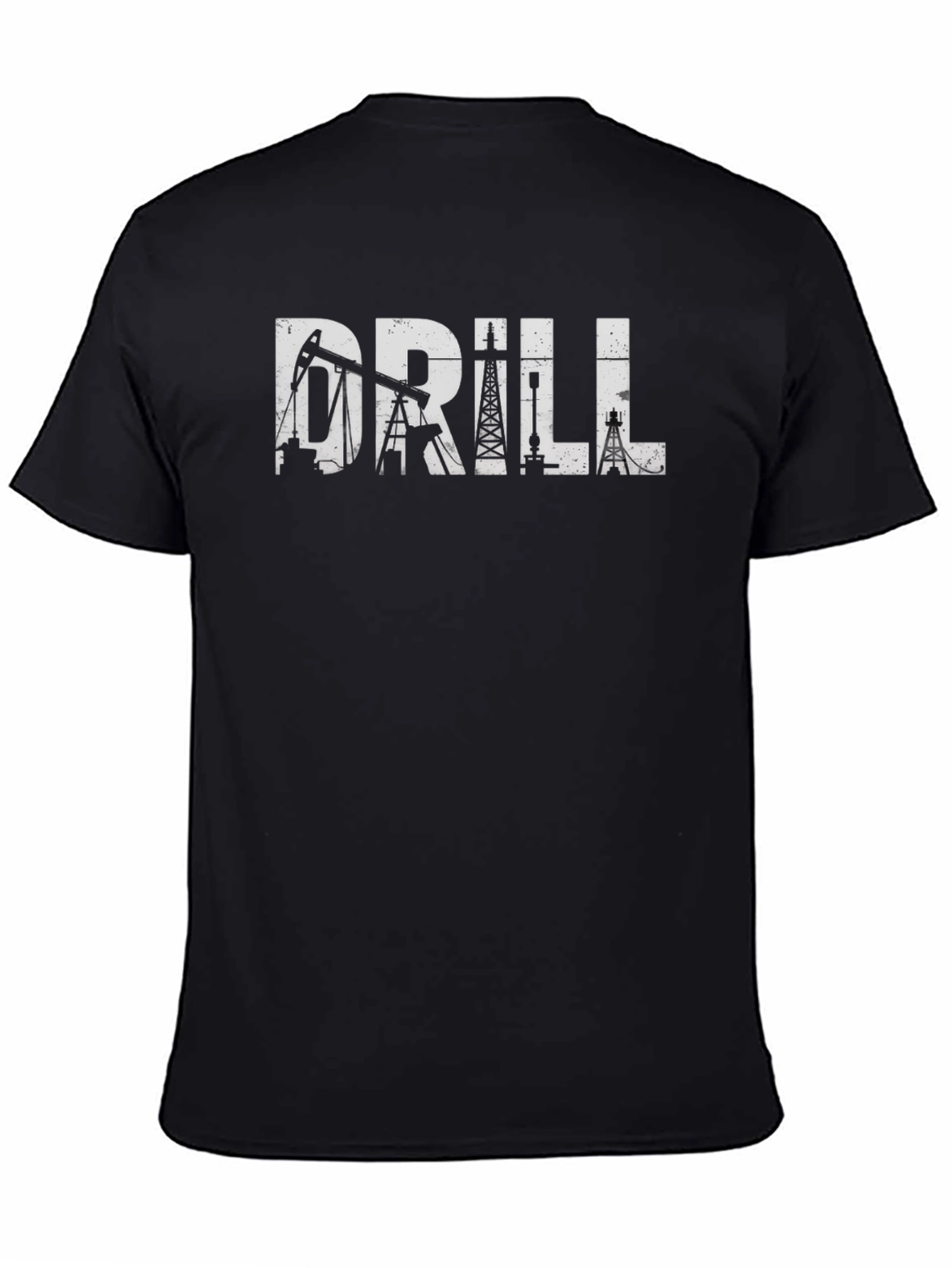 Drill Rig Black T-Shirt - Oilfield Worker Apparel