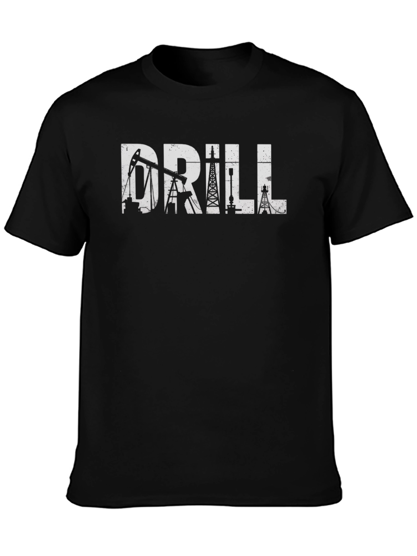 Drill Rig Black T-Shirt - Oilfield Worker Apparel