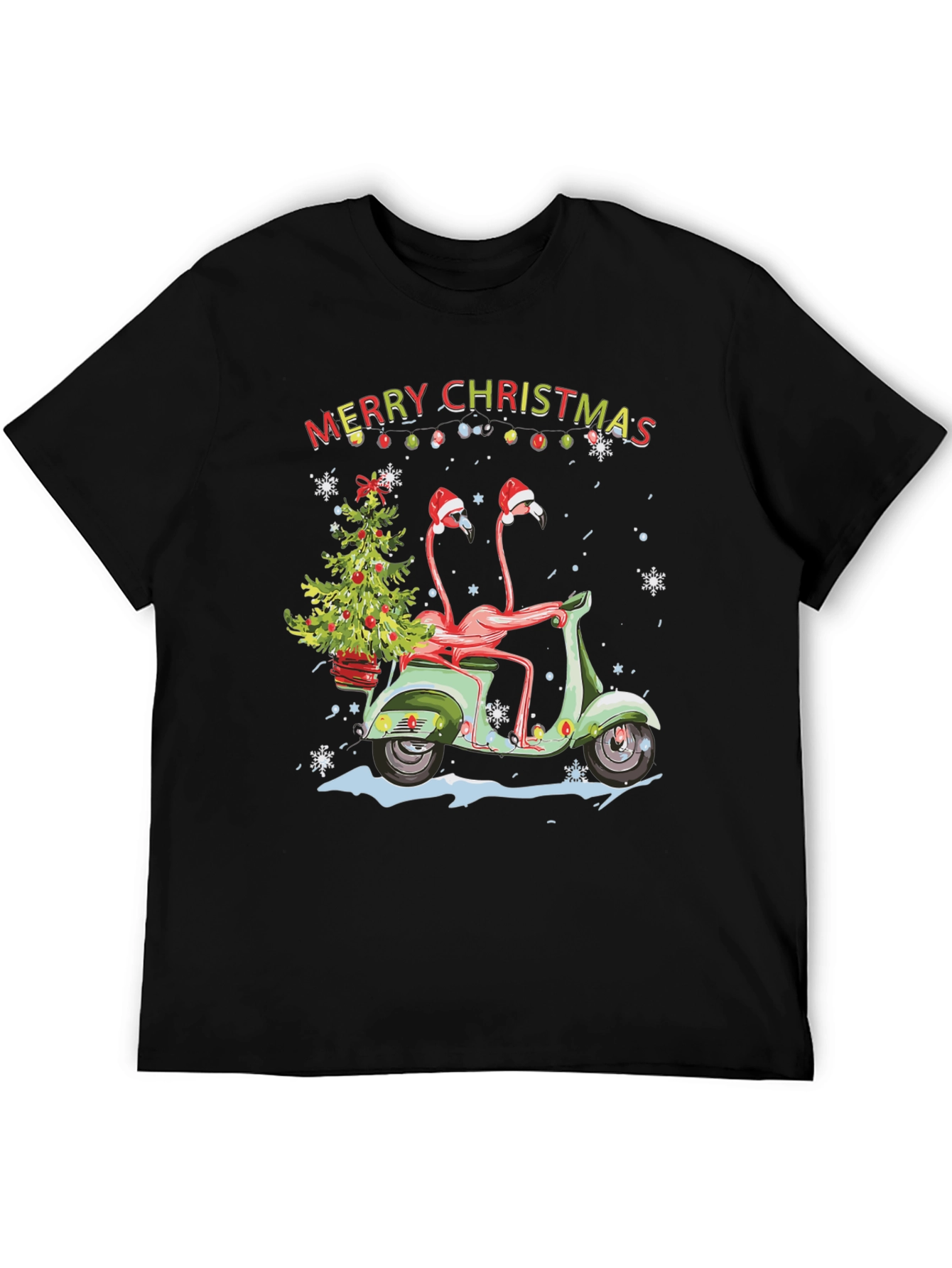 Flamingo Christmas Scooter T-Shirt