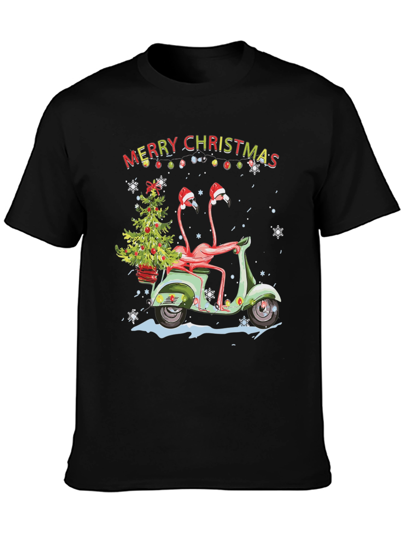 Flamingo Christmas Scooter T-Shirt