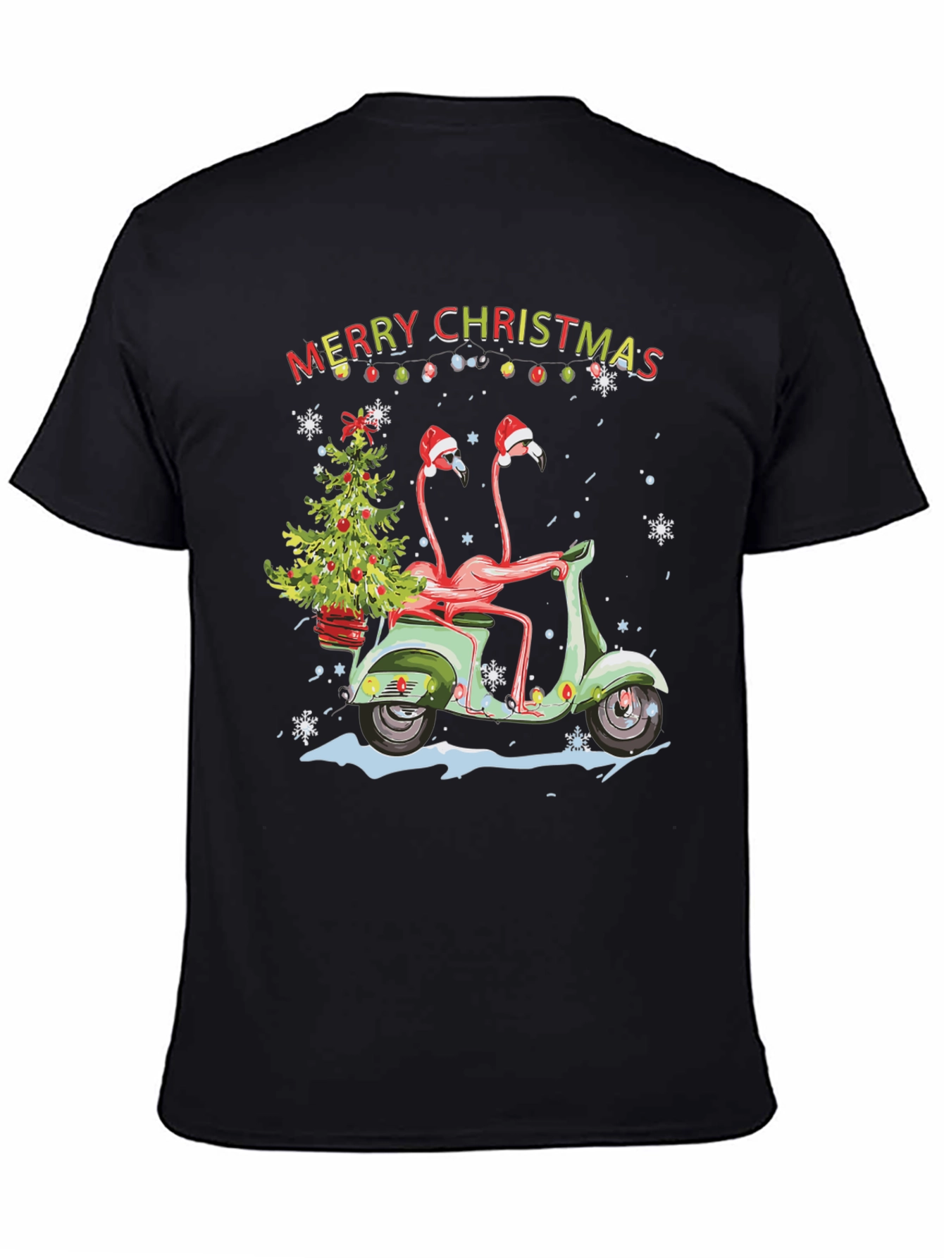 Flamingo Christmas Scooter T-Shirt