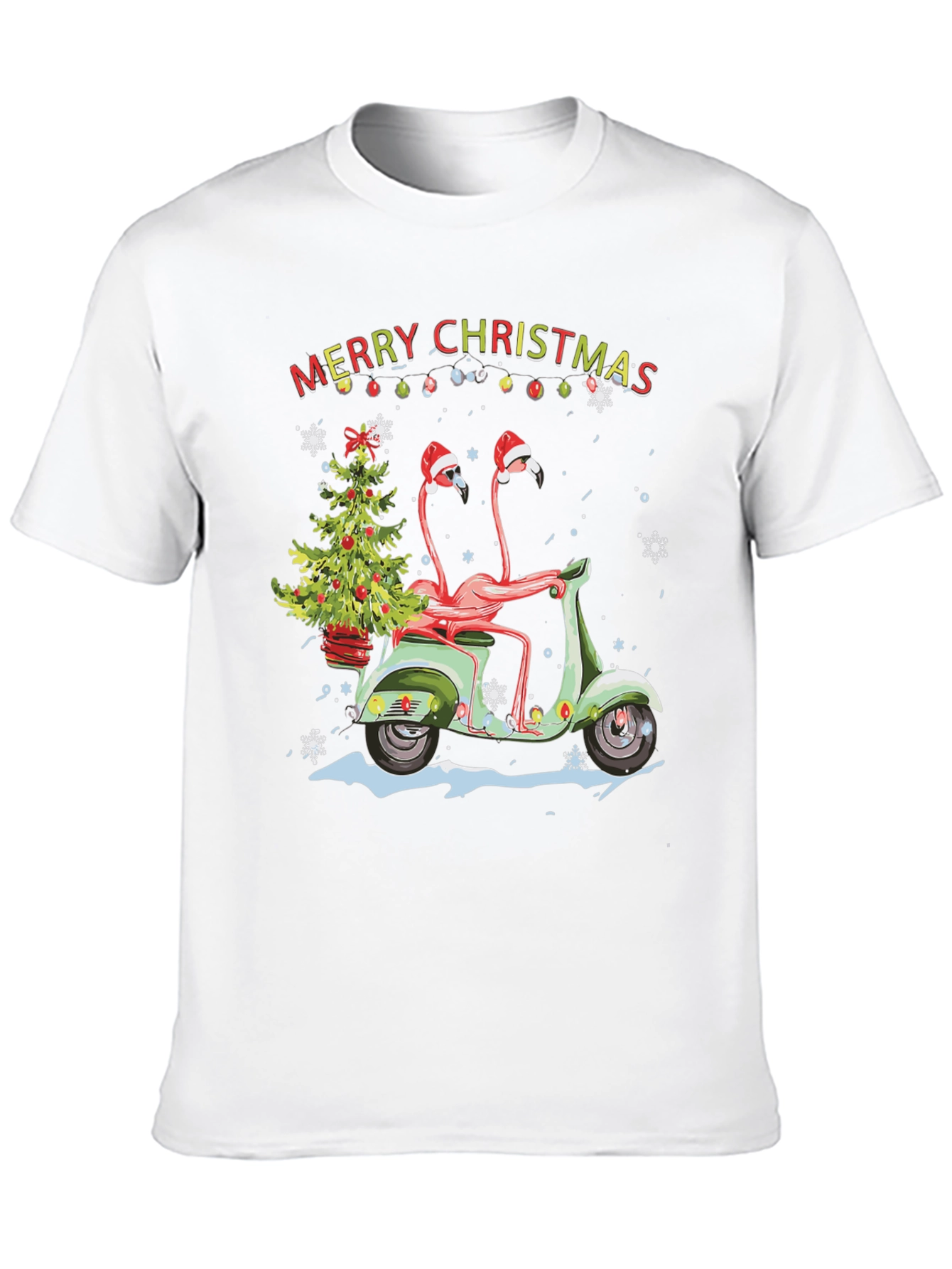 Flamingo Christmas Scooter T-Shirt