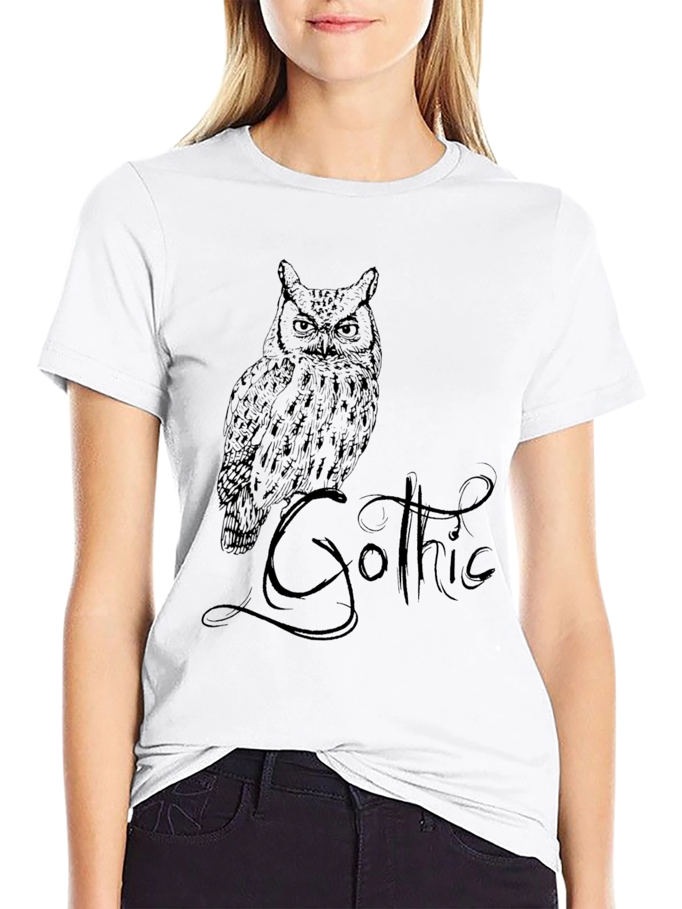 Gothic Owl T-Shirt - Black