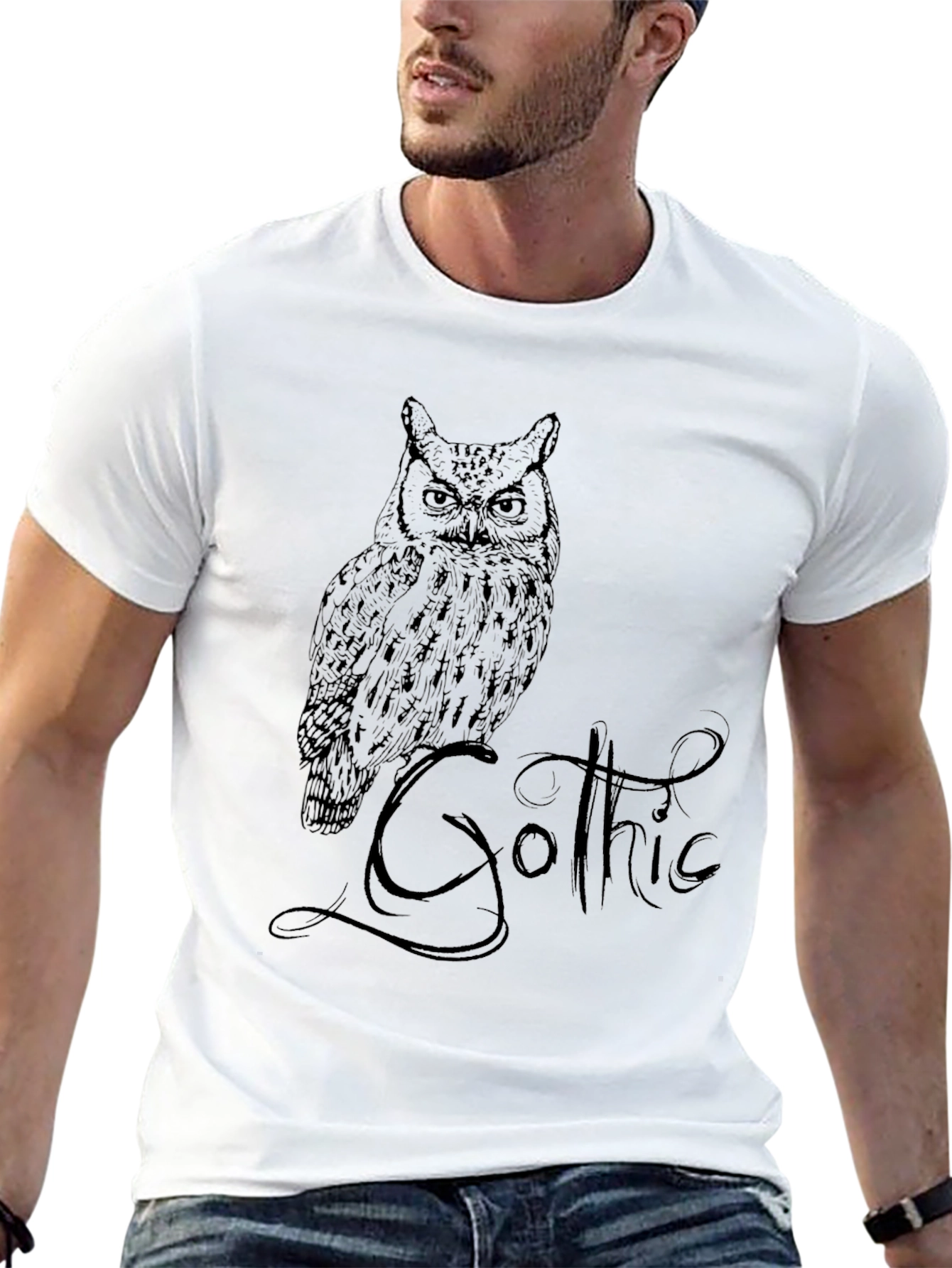 Gothic Owl T-Shirt - Black